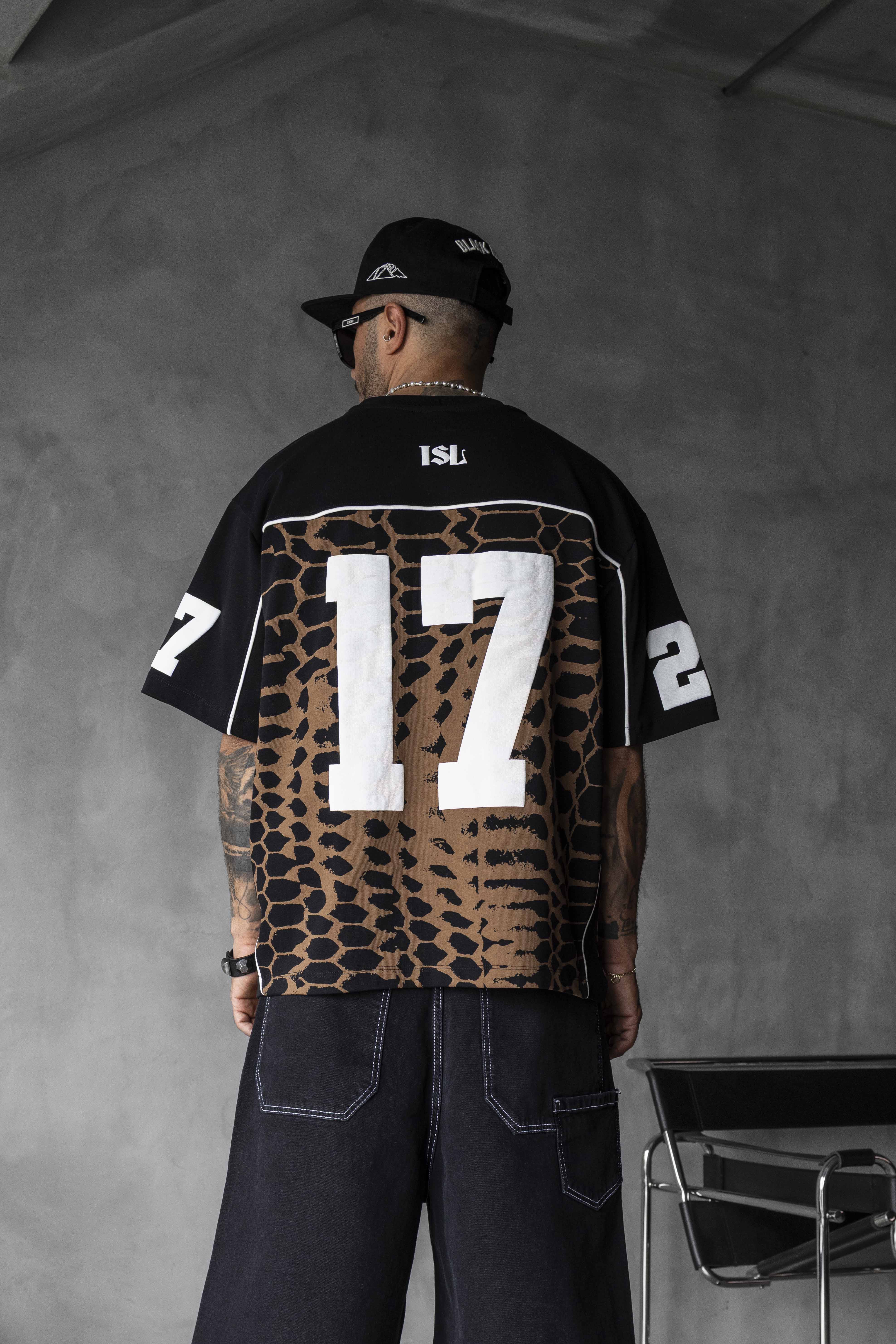 Black Island Patterned Oversized T-Shirt