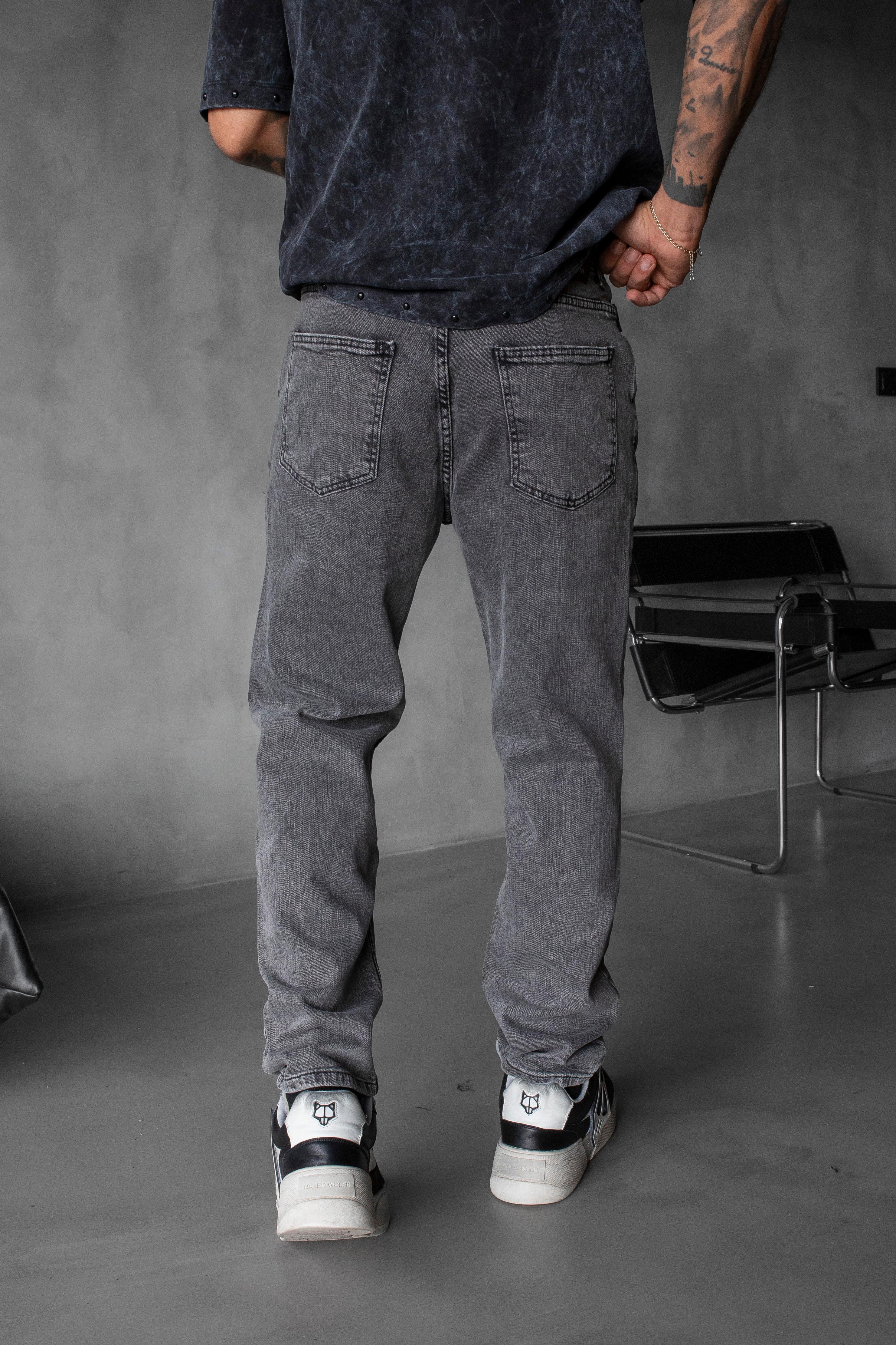 Loose Fit Gri Denim Jean