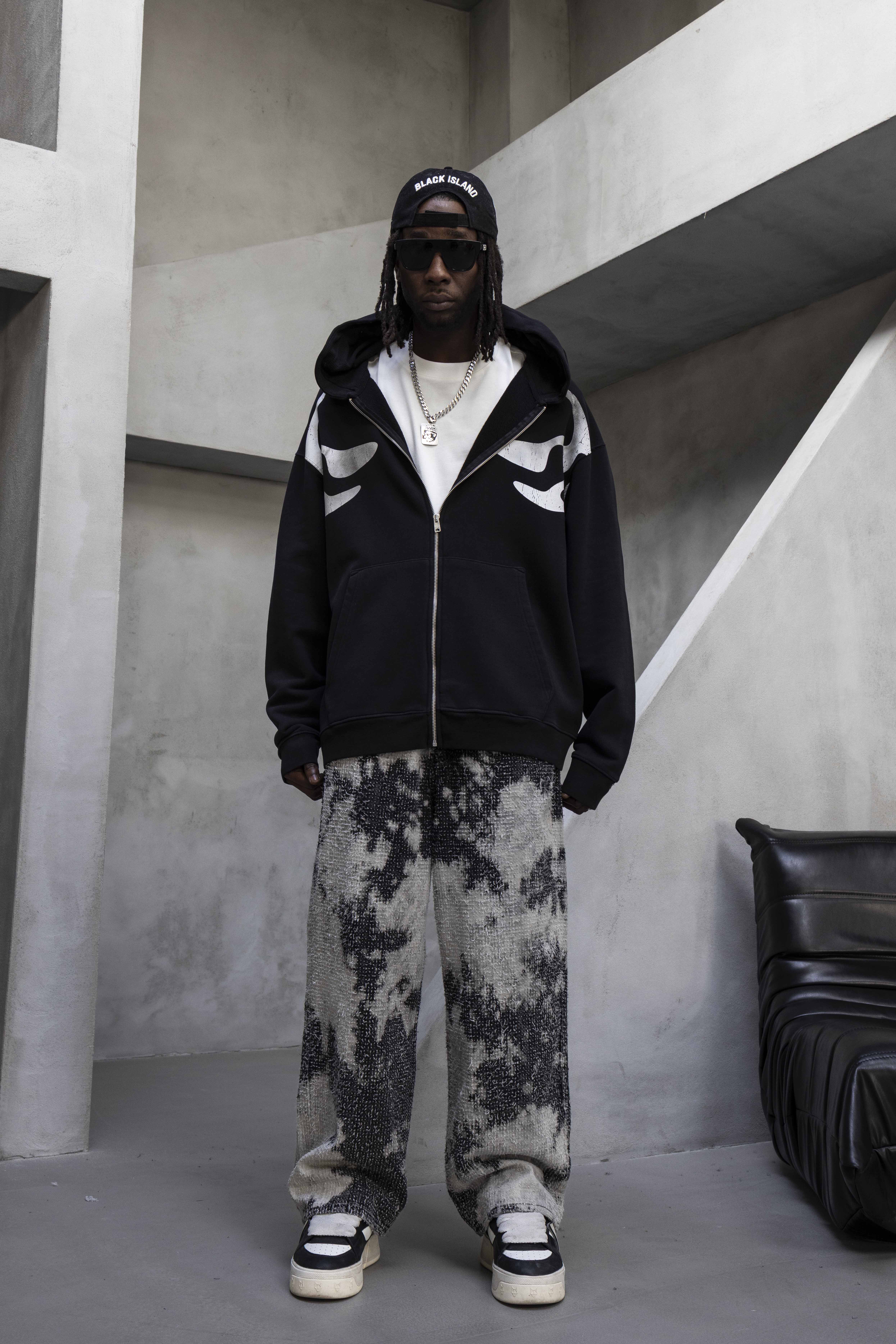 Black Island Oversized Urban Cult Pegasus Zip Hoodie