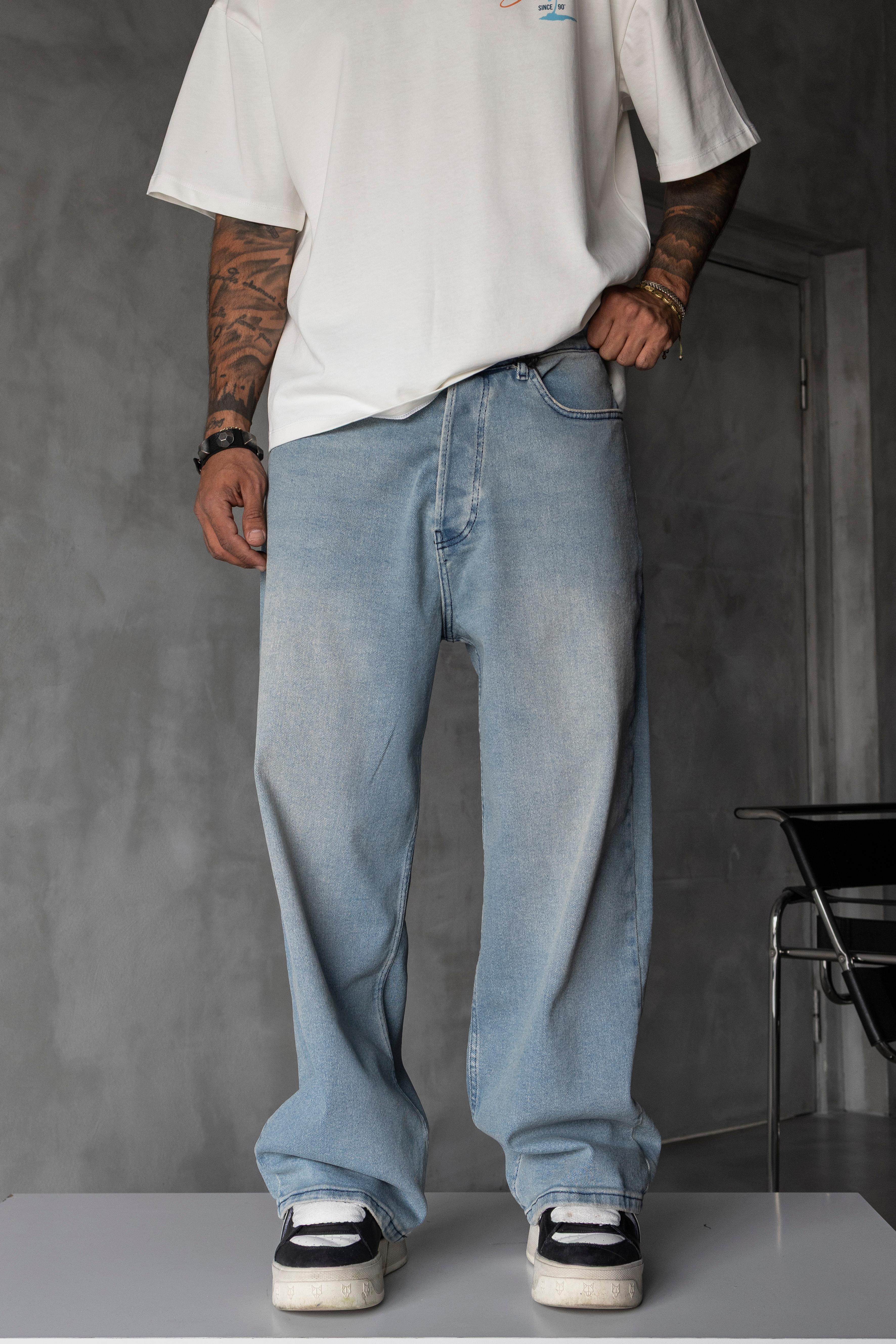 Relaxed Baggy Jean Koyu Mavi Pantolon