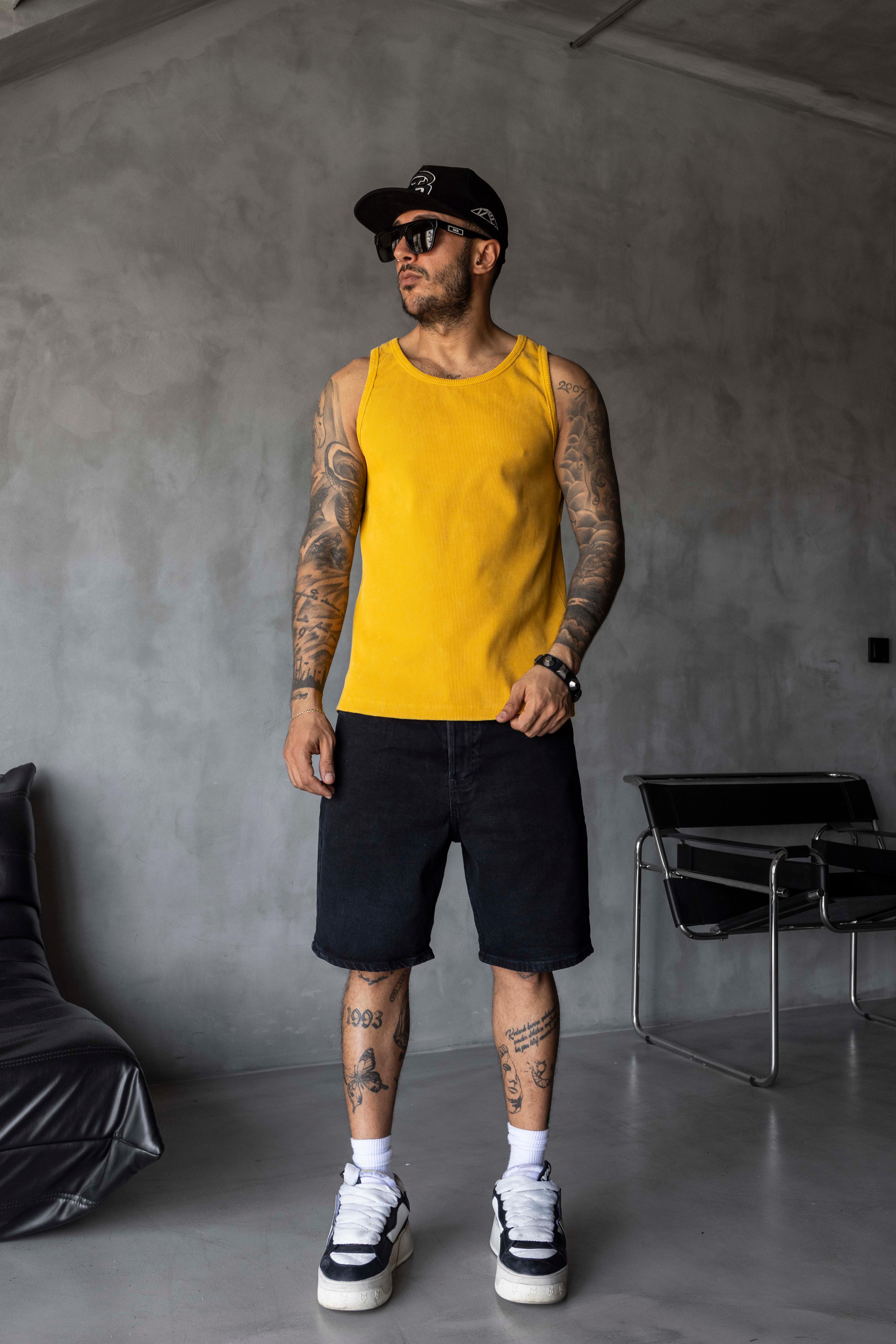 Yıkamalı Ribana Atlet – Oversize Fit - TURUNCU