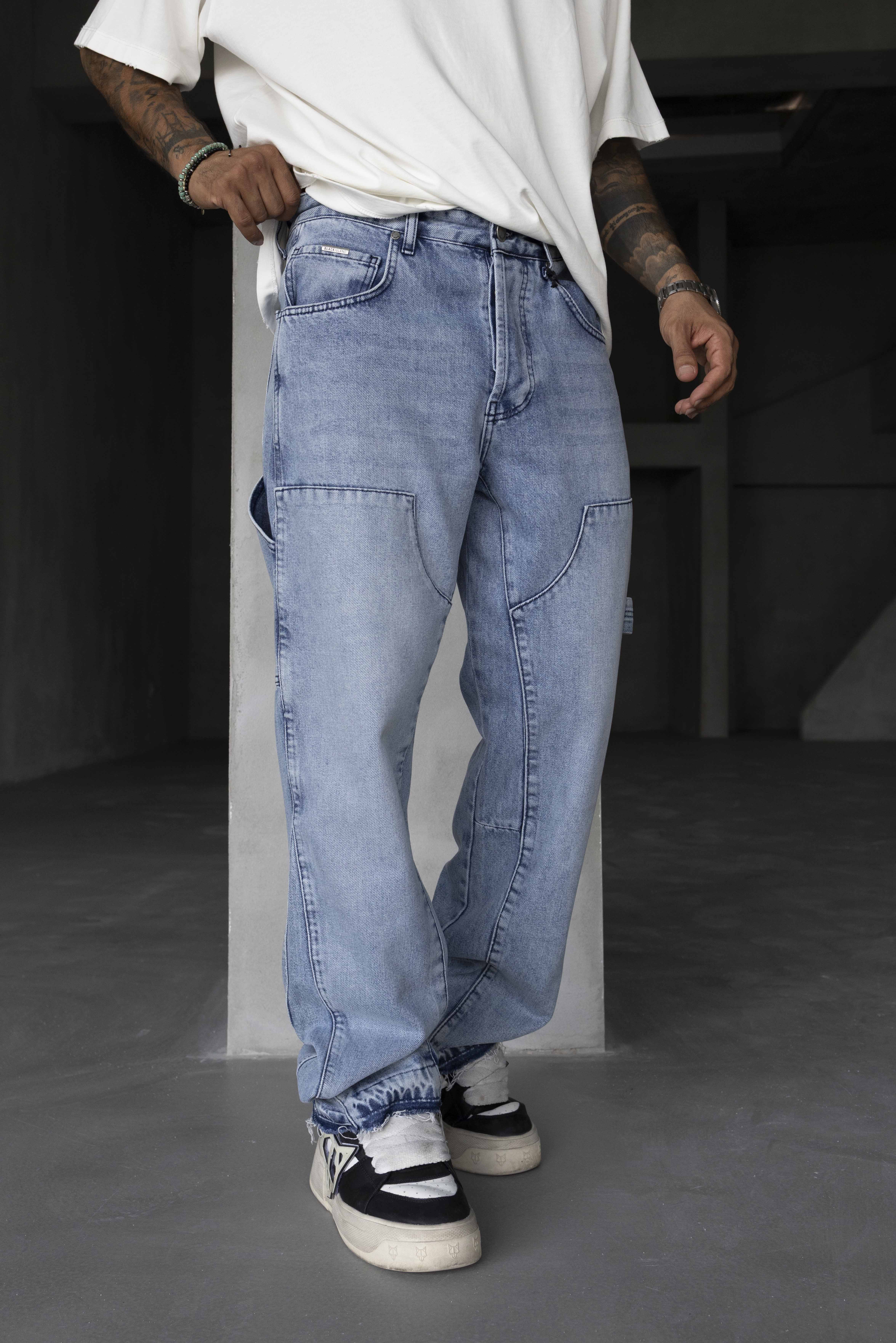Light Wash Utility Pocket Denim Pants