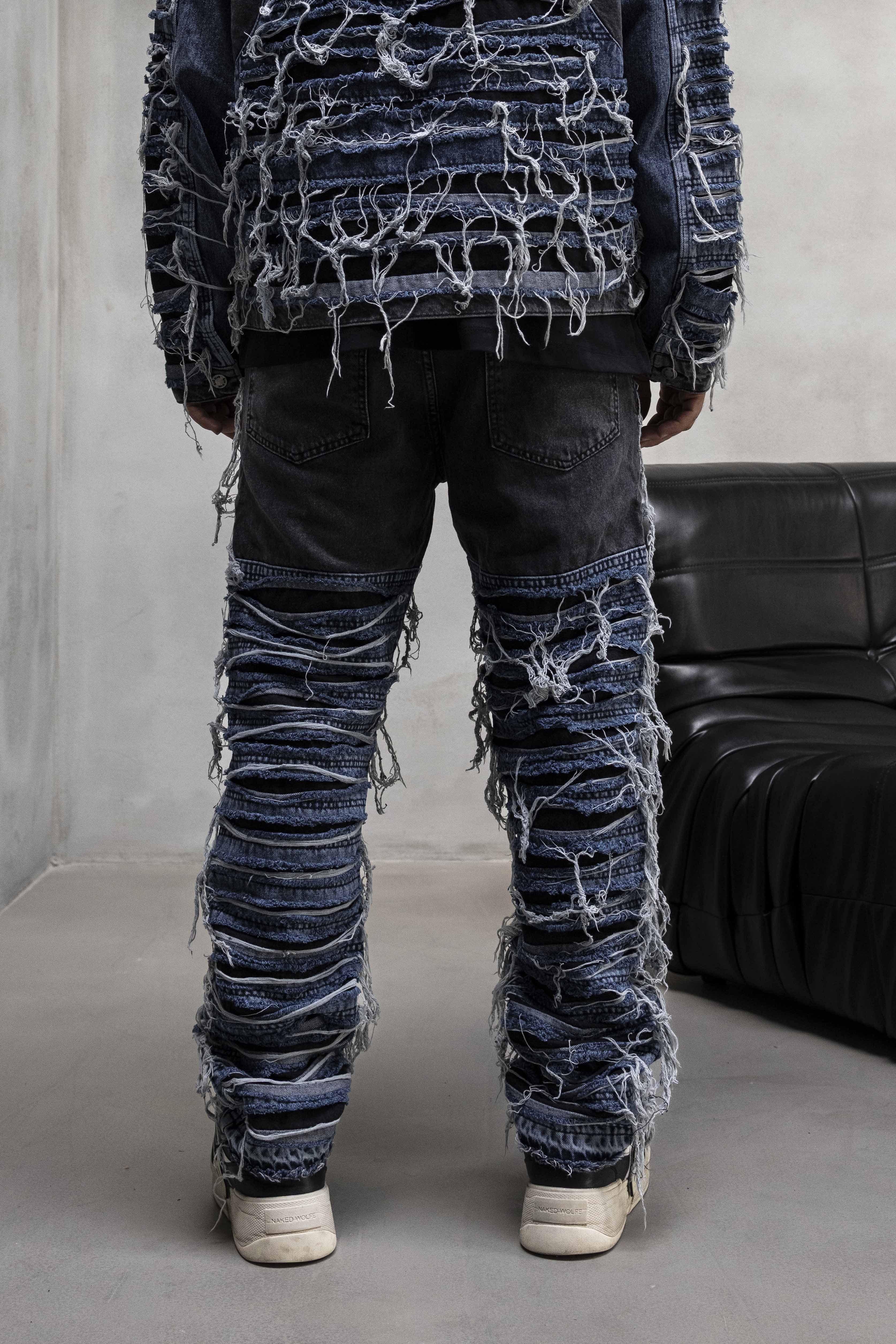 Destroyed Layered Denim Pants