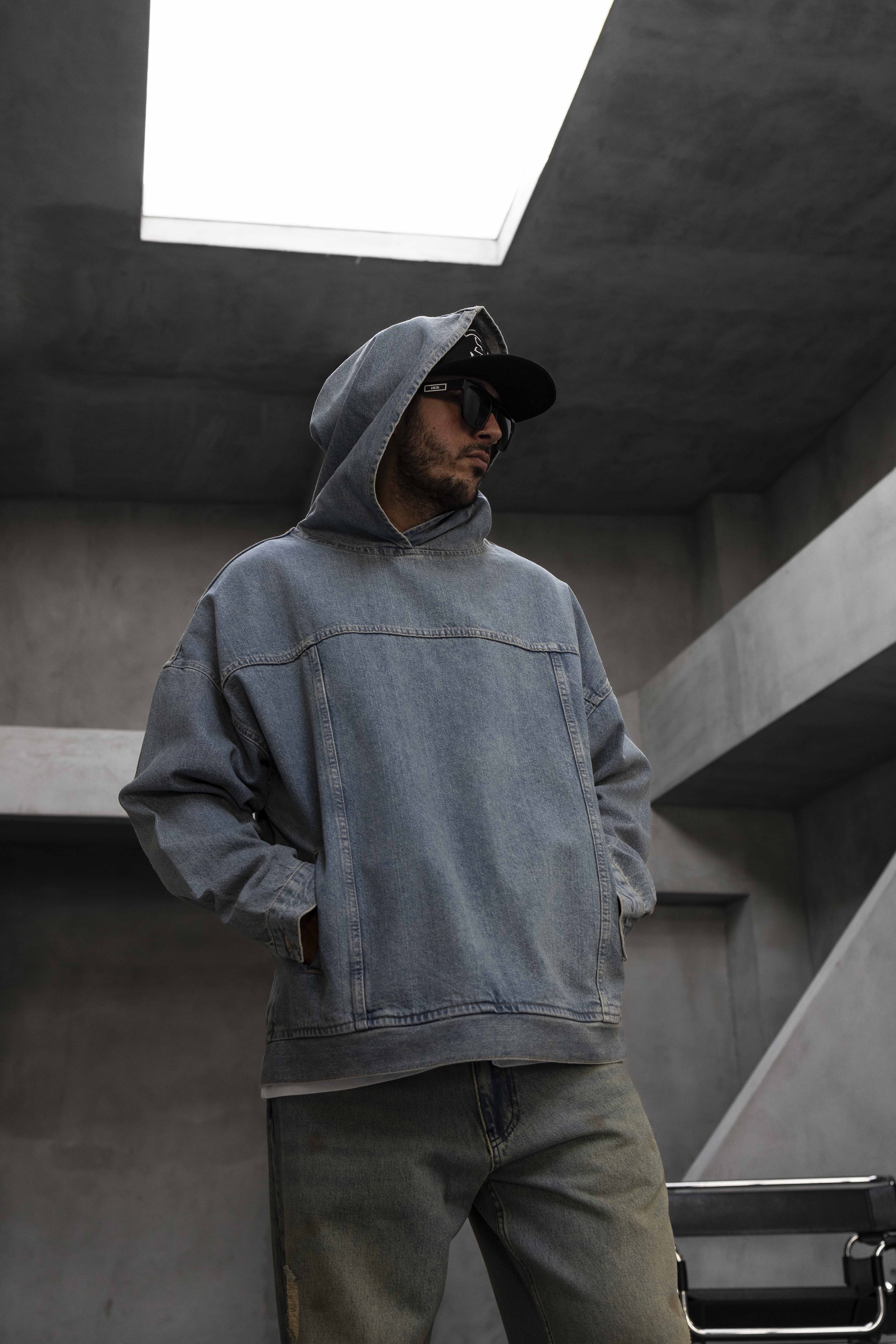 Oversized Denim Hoodie