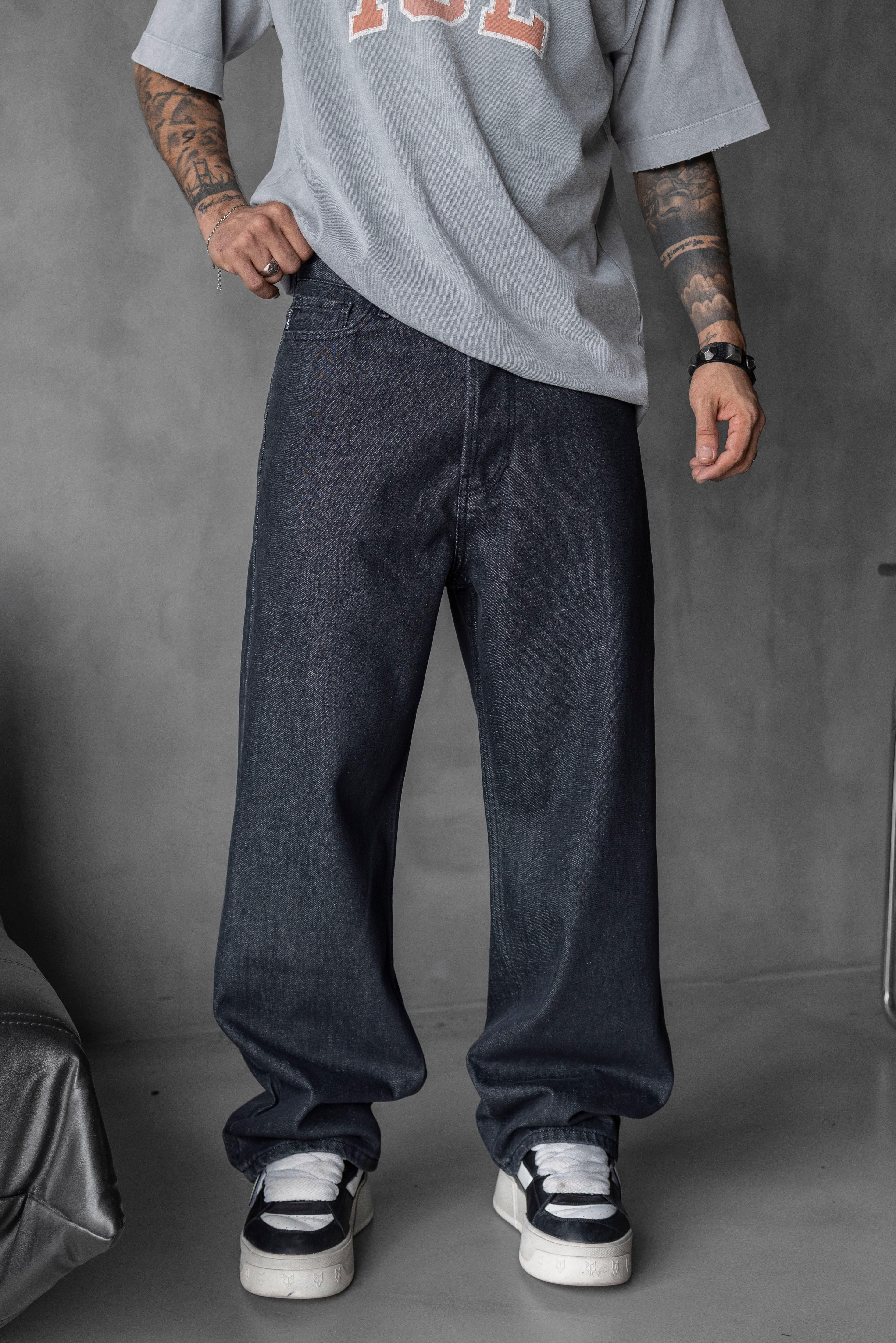 Relaxed Baggy Jean Siyah Pantolon