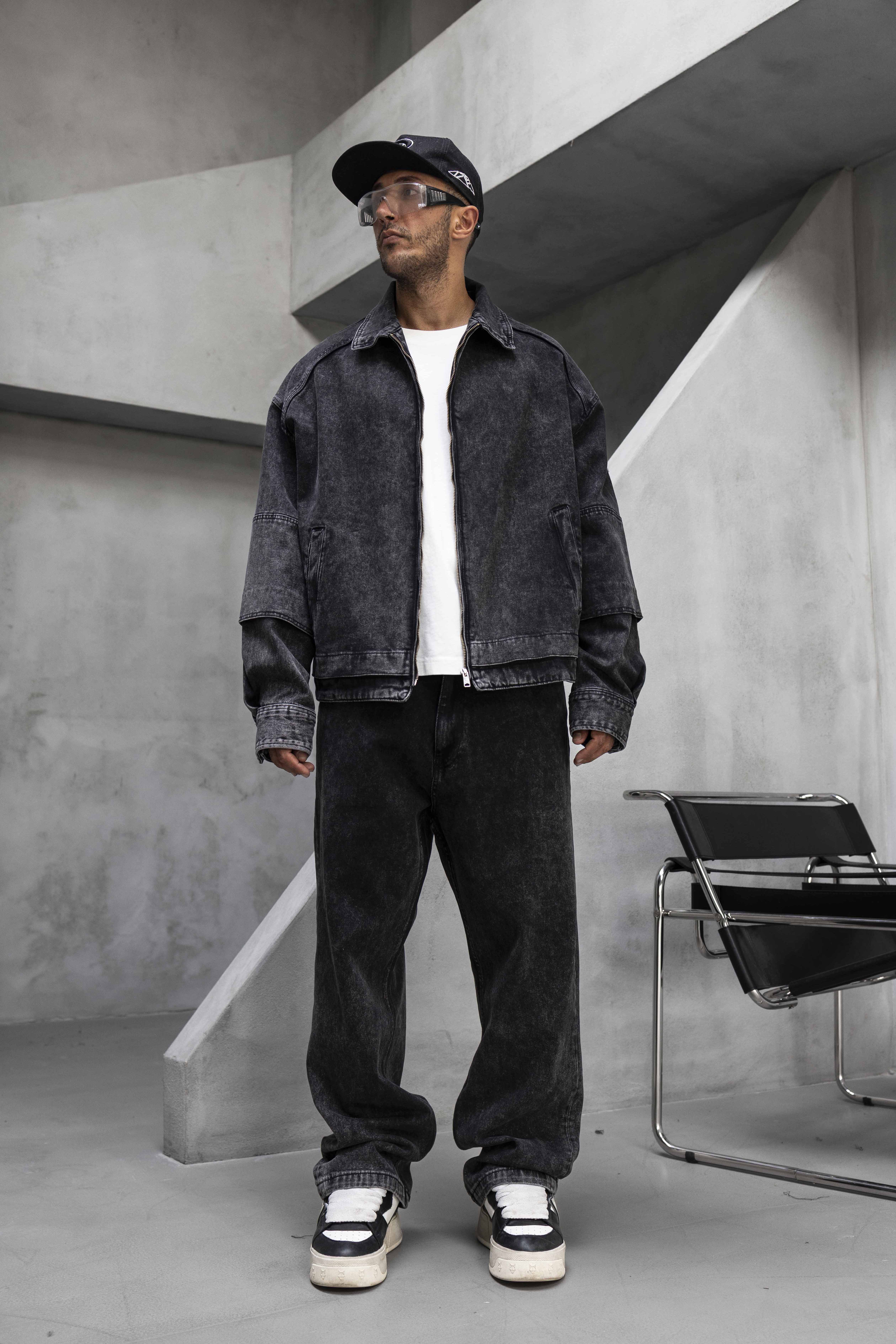 Black Washed Oversize Denim Jacket