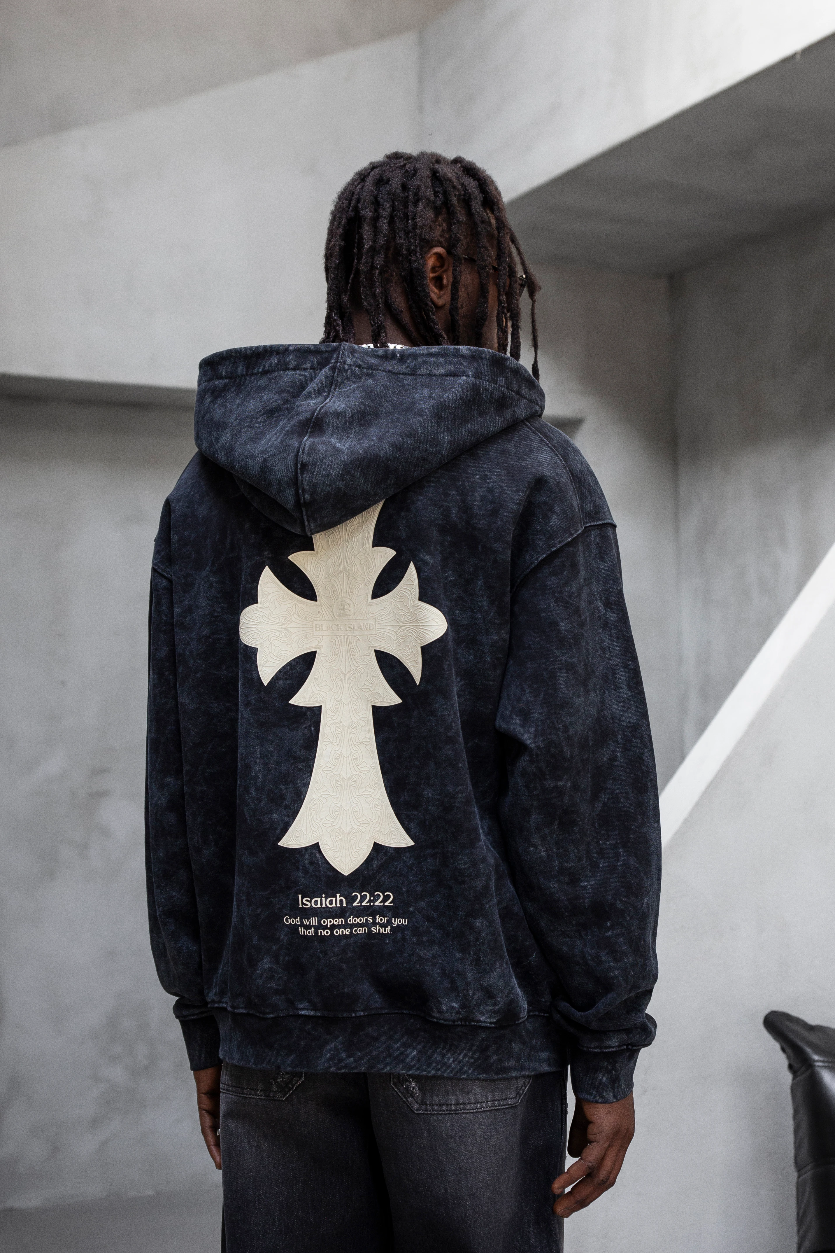 Black Island Oversized Cross Zip Hoodie