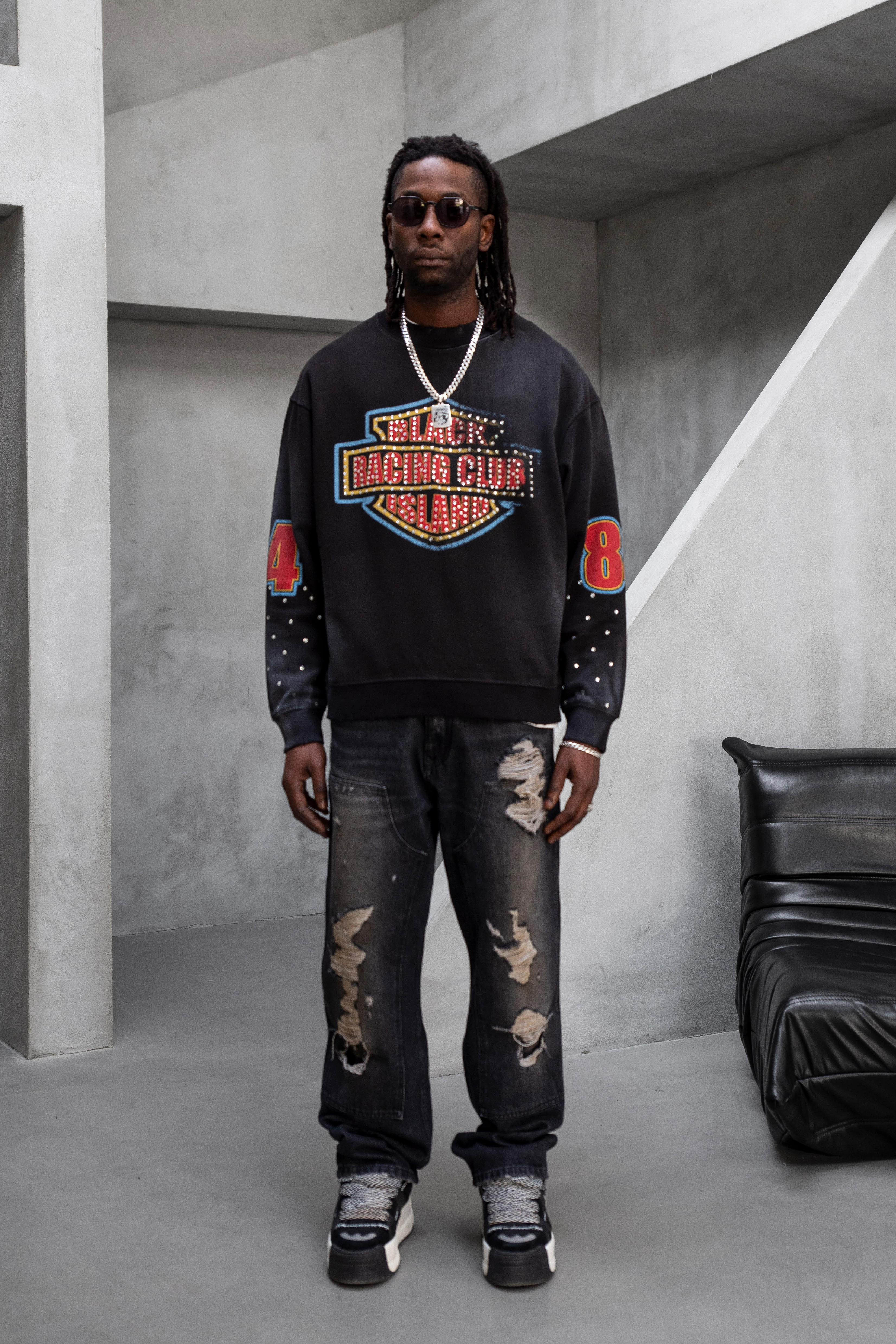 Black Racing Club Graphic Sweatshirt