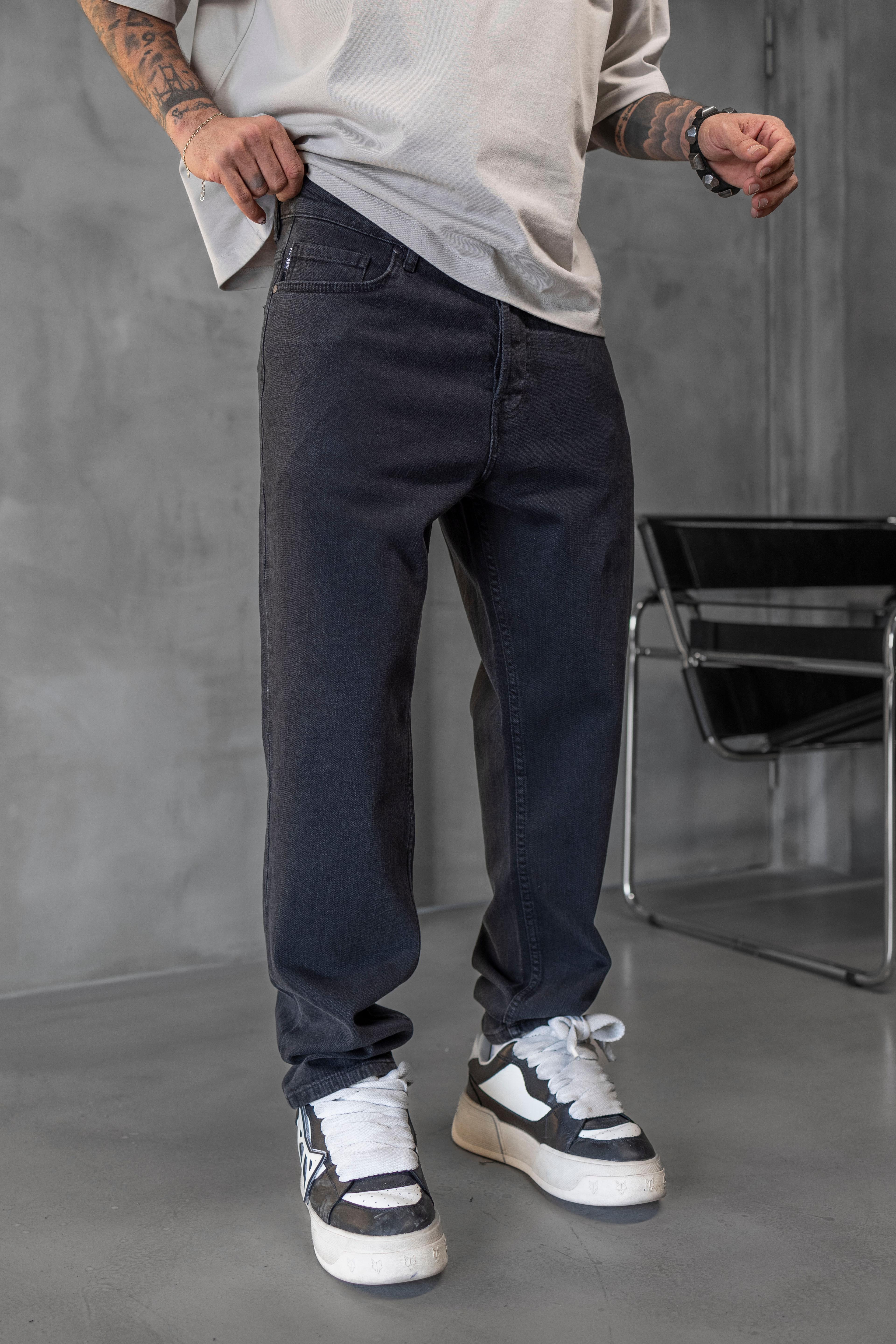 Loose Fit Açık Siyah Denim Jean