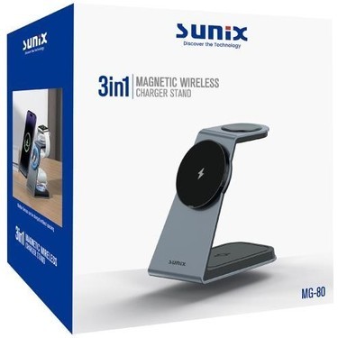 Sunix 3in1 15W Telefon 2,5W Saat 3,5W Kulaklık Kablosuz Şarj Istasyonu Mg-80
