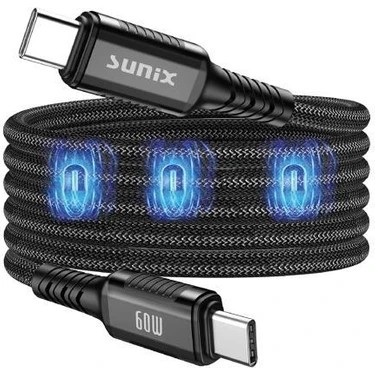 Sunix 60W Mıknatıslı Usb-C Data ve Şarj Kablosu 