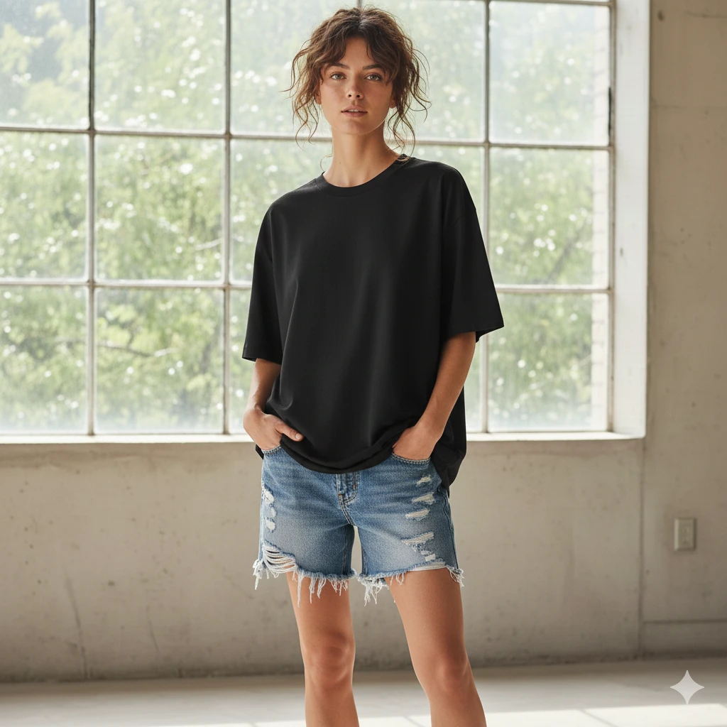 KEEP RISEN Essential Oversize T-Shirt Kadın  - Siyah