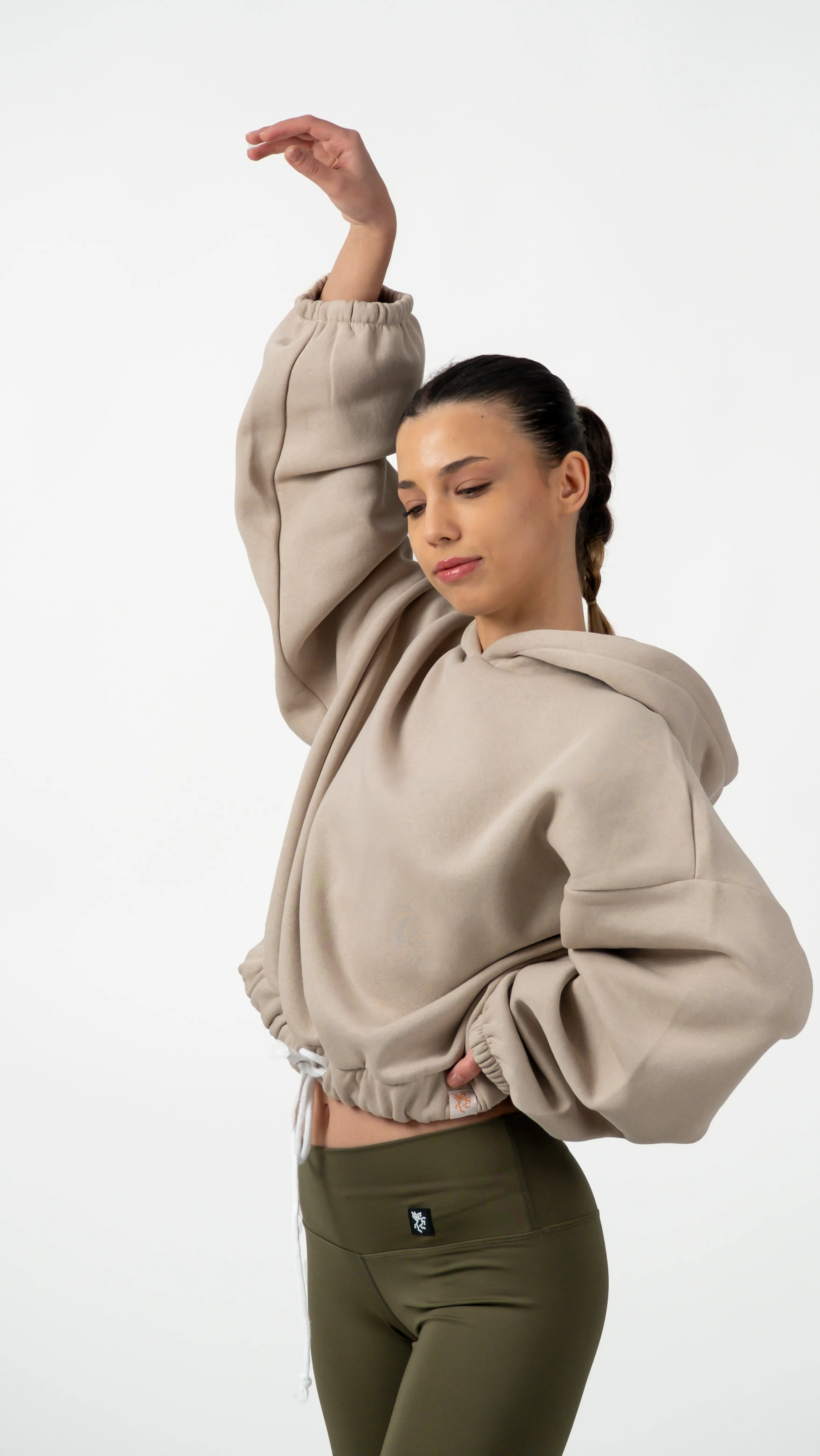 3 İplik İçi Polarlı Yumuşacık Oversize Kadın Crop Sweatshirt