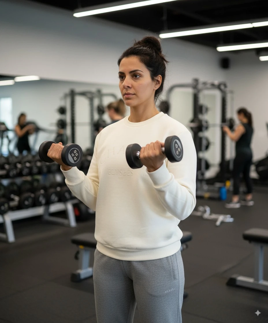 3 İplik Pamuklu Basic Bisiklet Yaka Kadın Sweatshirt