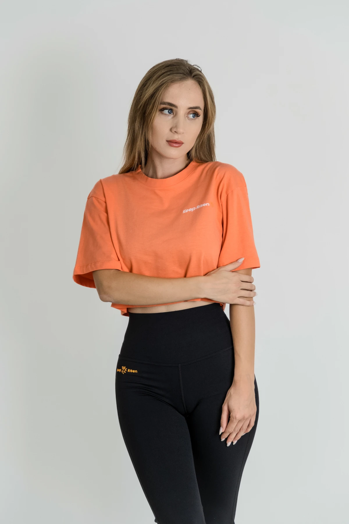 KEEP RISEN Crop T-Shirt Turuncu