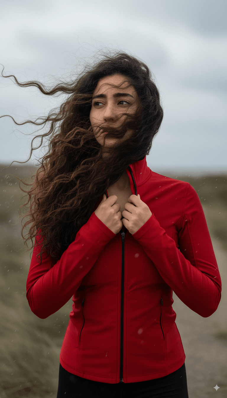 Fermuarlı Çift Cepli Parmak Geçmeli Slim Fit Spor Ceketi Gri - Kırmızı