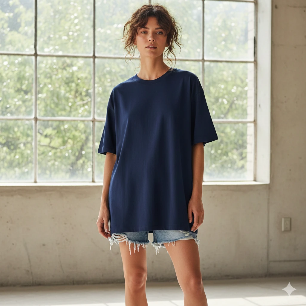 KEEP RISEN Essential Oversize T-Shirt Kadın  - Lacivert