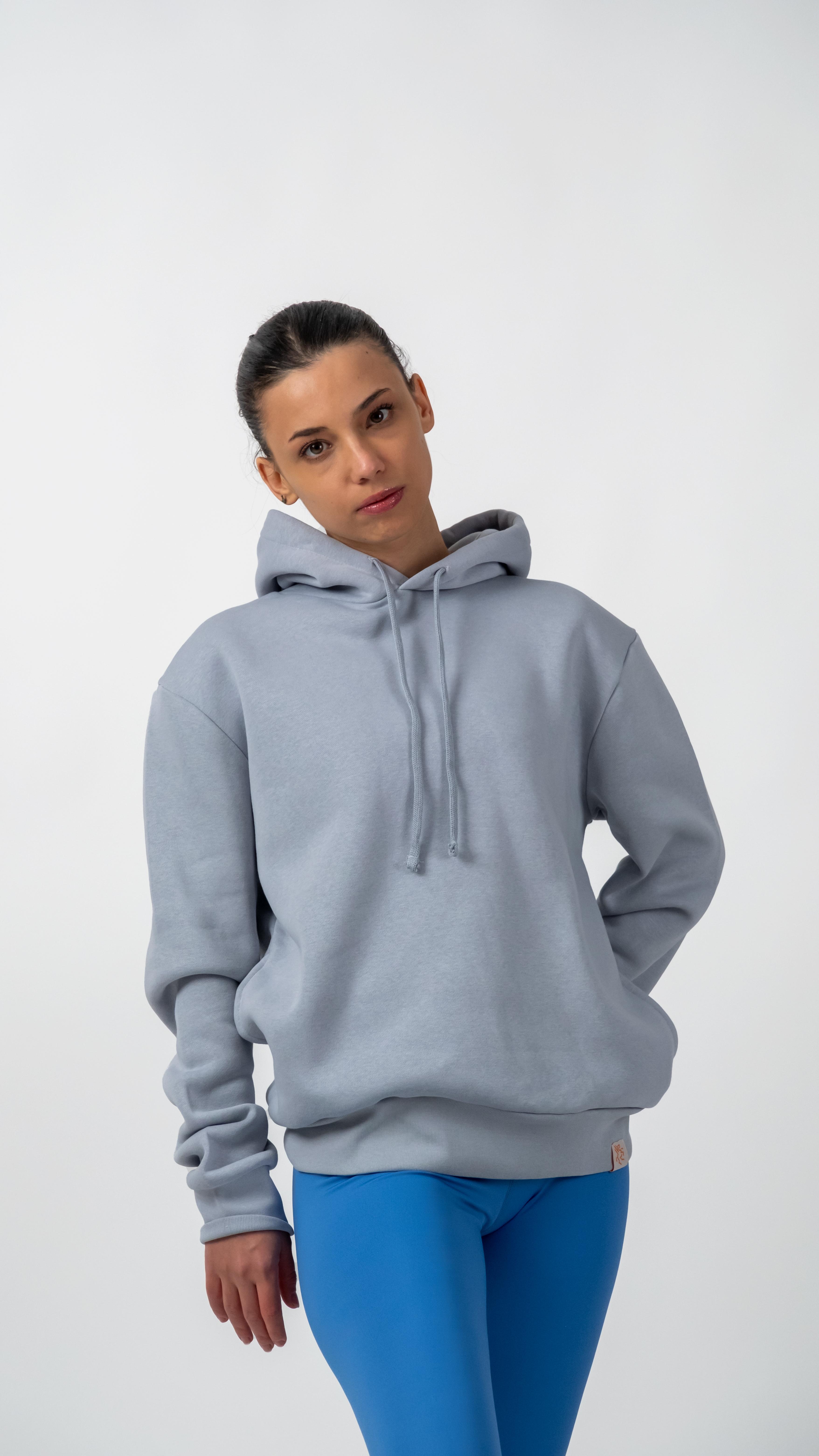 3 İplik İçi Polarlı Yumuşacık Oversize Kanguru Cepli Kapüşonlu Kadın Sweatshirt