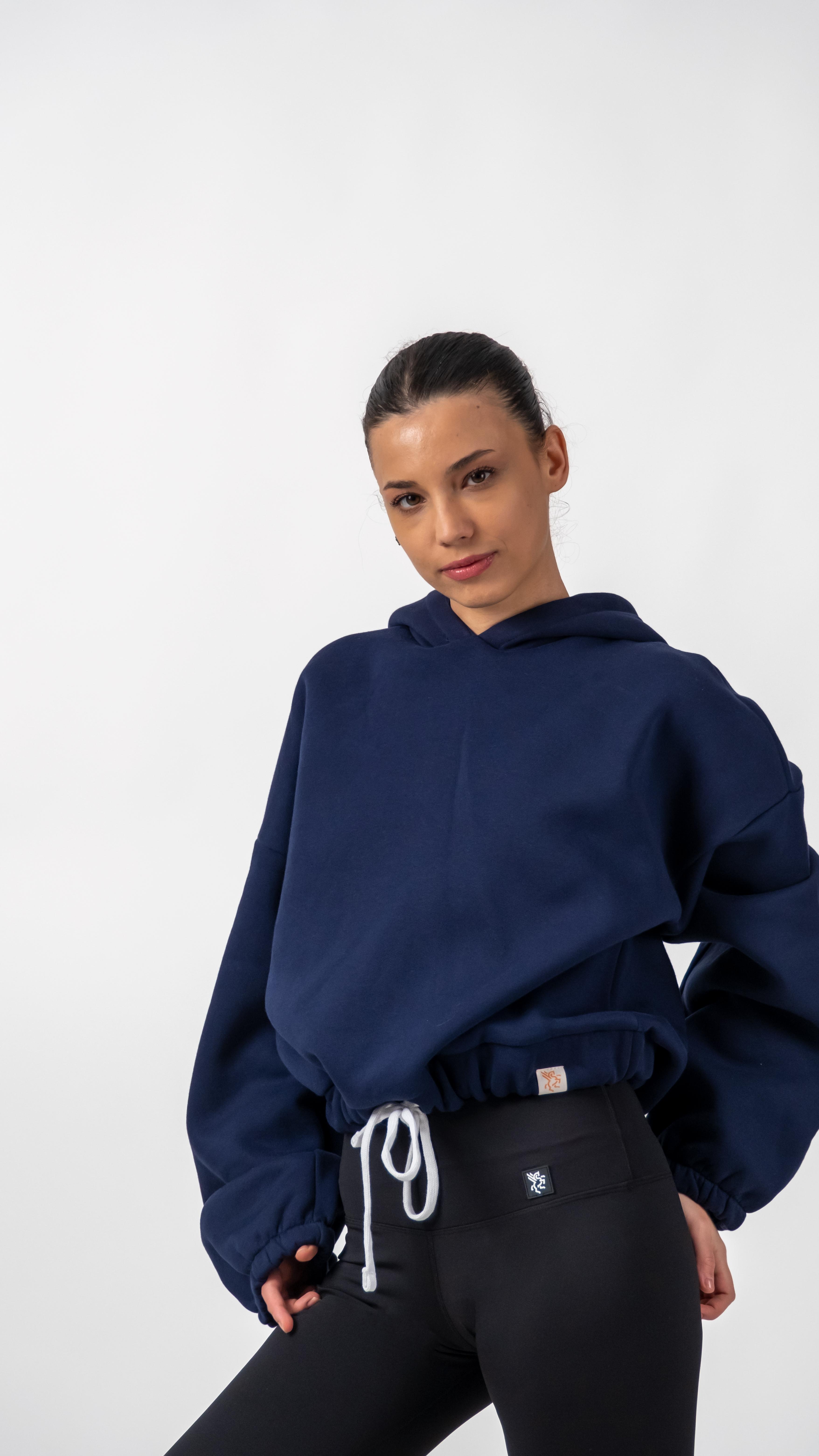 3 İplik İçi Polarlı Yumuşacık Oversize Kadın Crop Sweatshirt