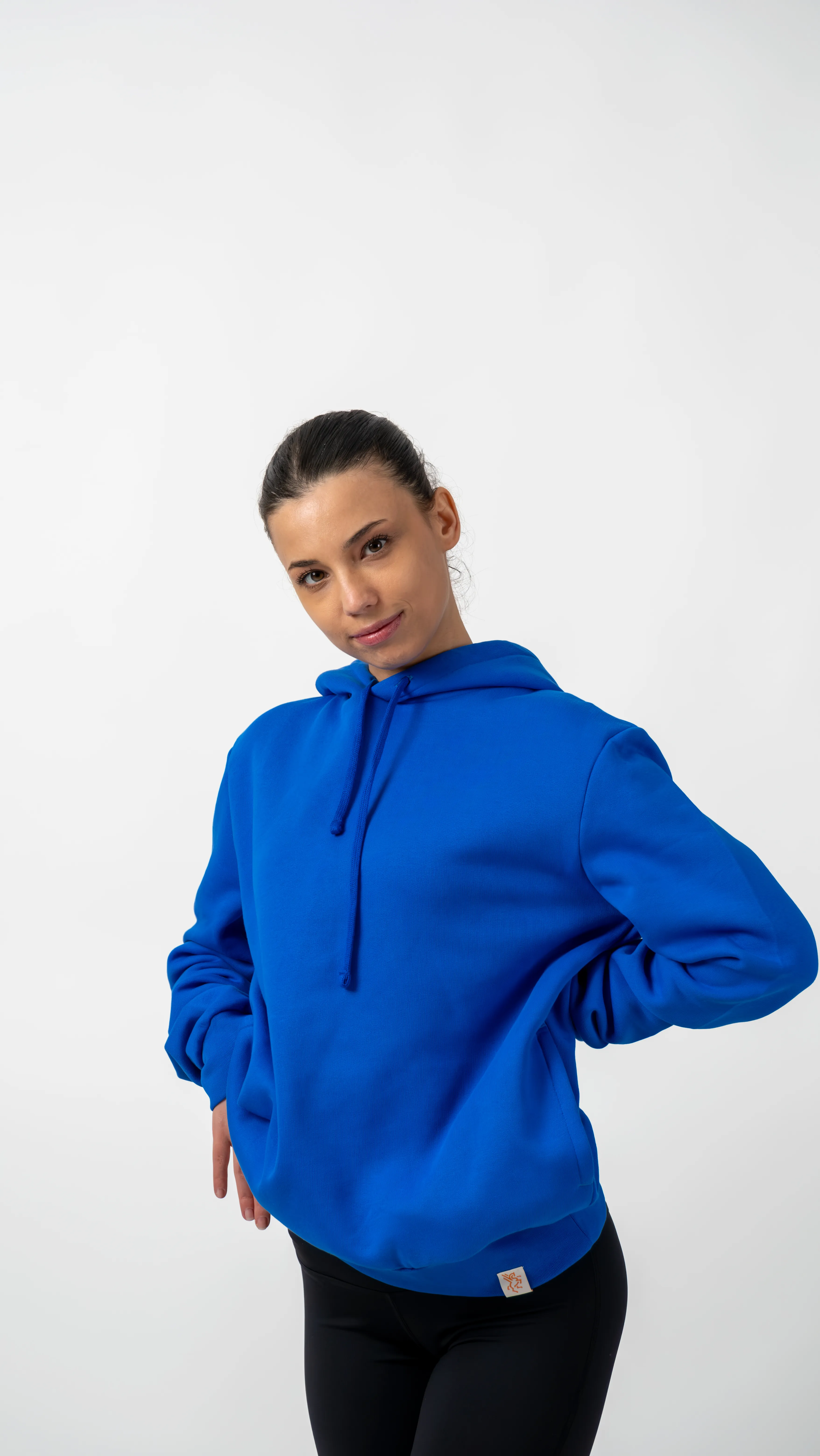 3 İplik İçi Polarlı Yumuşacık Oversize Kanguru Cepli Kapüşonlu Kadın Sweatshirt - Koyu Mavi