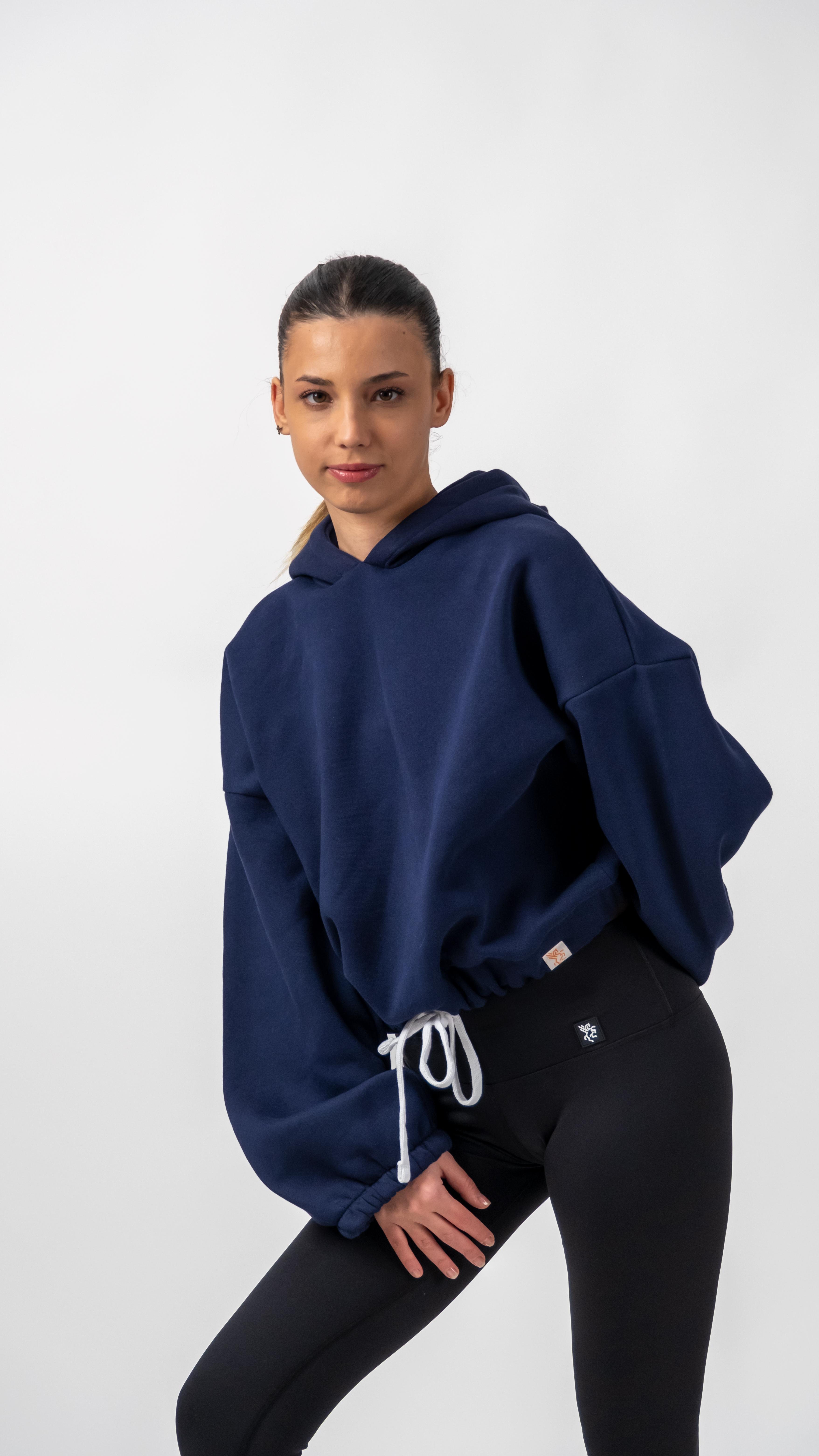 3 İplik İçi Polarlı Yumuşacık Oversize Kadın Crop Sweatshirt