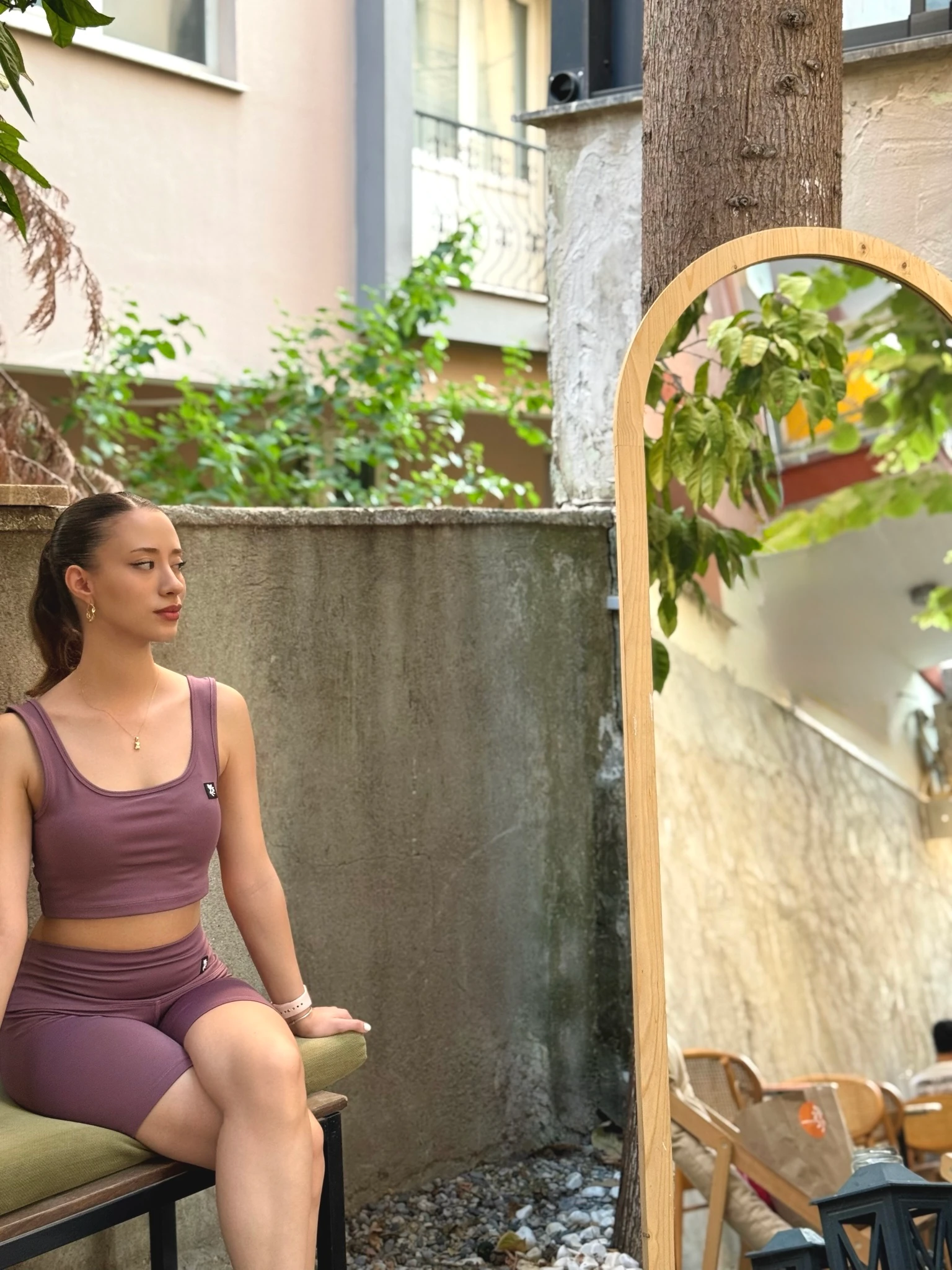 Kadın Yüksek Bel Toparlayıcı Biker Şort Kısa Spor Tayt - Mor