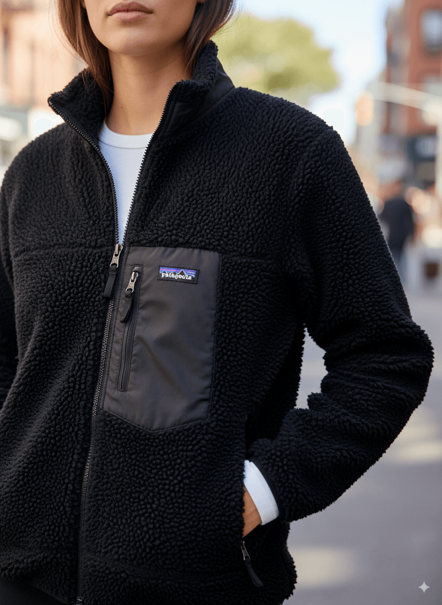 Kadın Sherpa Ceket – Yüksek Yaka Tam Fermuar Yumuşak Dokulu Göğüs Cepli Patch ve Yaka Detaylı