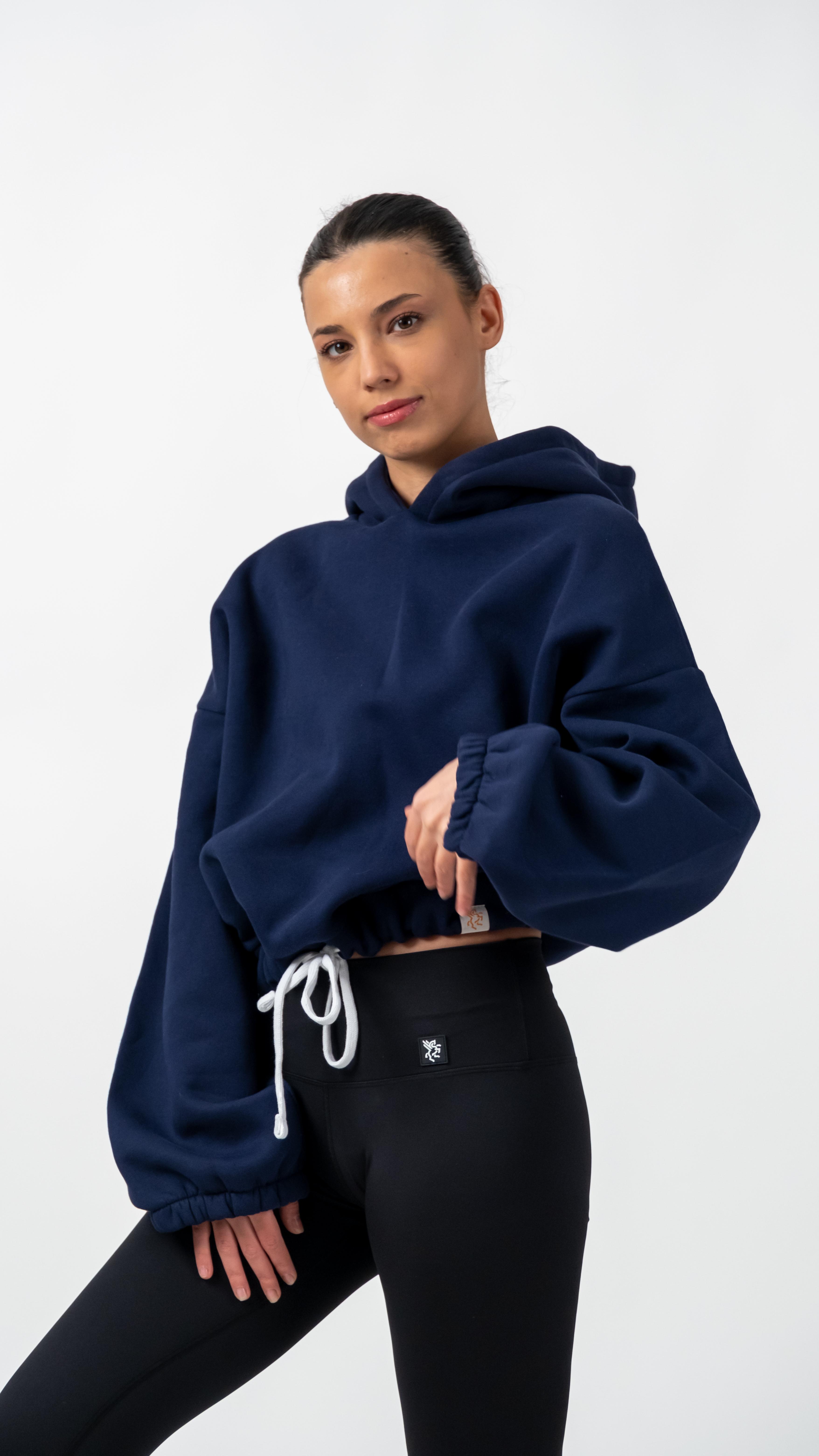 3 İplik İçi Polarlı Yumuşacık Oversize Kadın Crop Sweatshirt