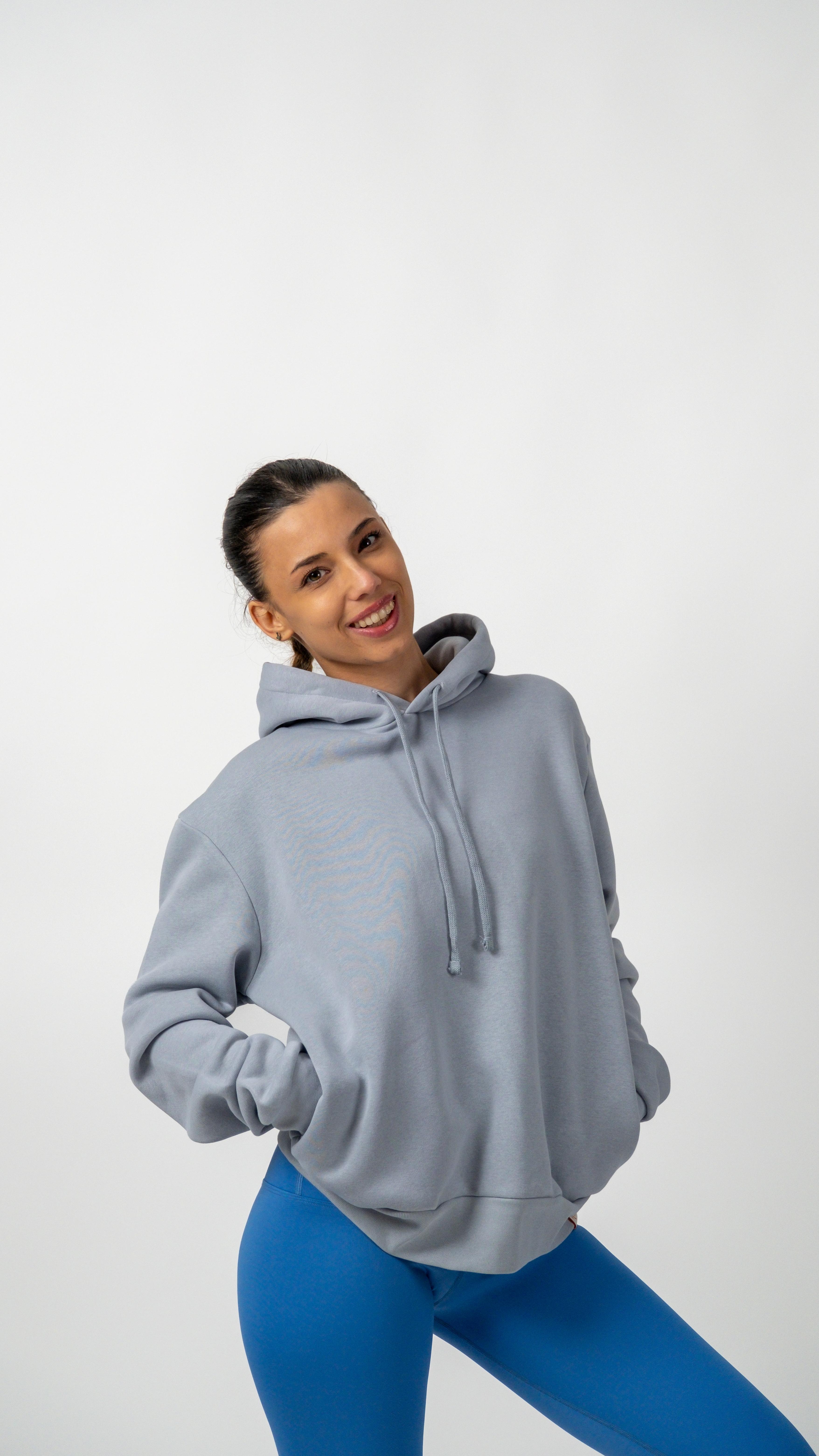 3 İplik İçi Polarlı Yumuşacık Oversize Kanguru Cepli Kapüşonlu Kadın Sweatshirt