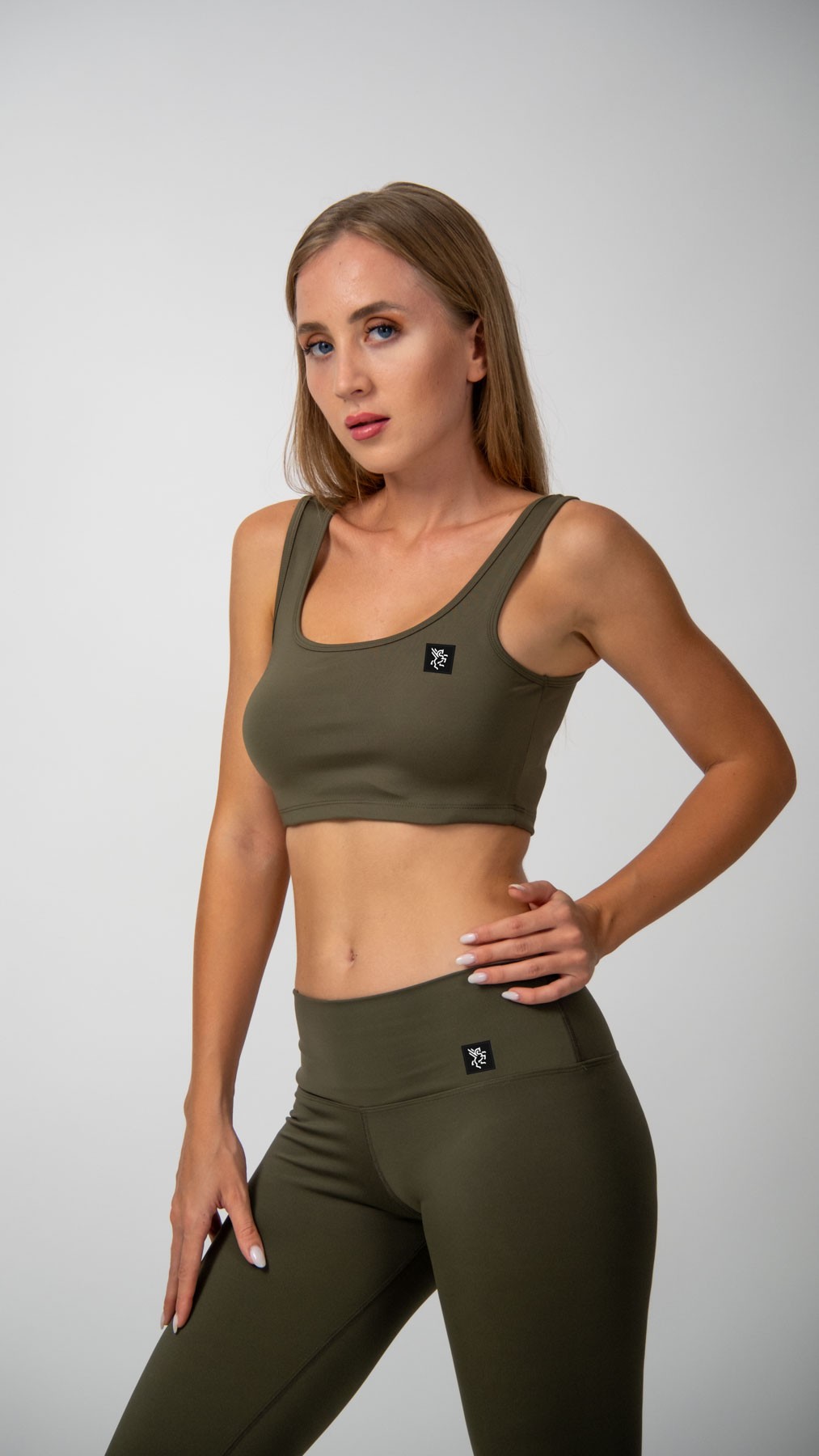 KEEP RISEN Kalın Askılı Crop Top - Haki