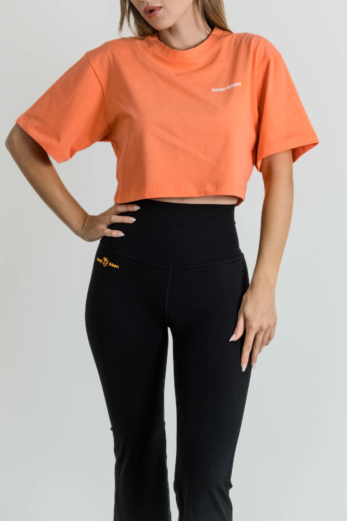 KEEP RISEN Crop T-Shirt Turuncu