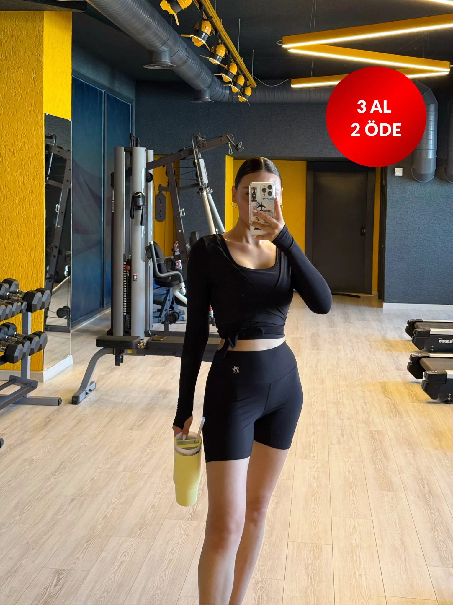 Kadın Yüksek Bel Toparlayıcı Biker Şort Kısa Spor Tayt