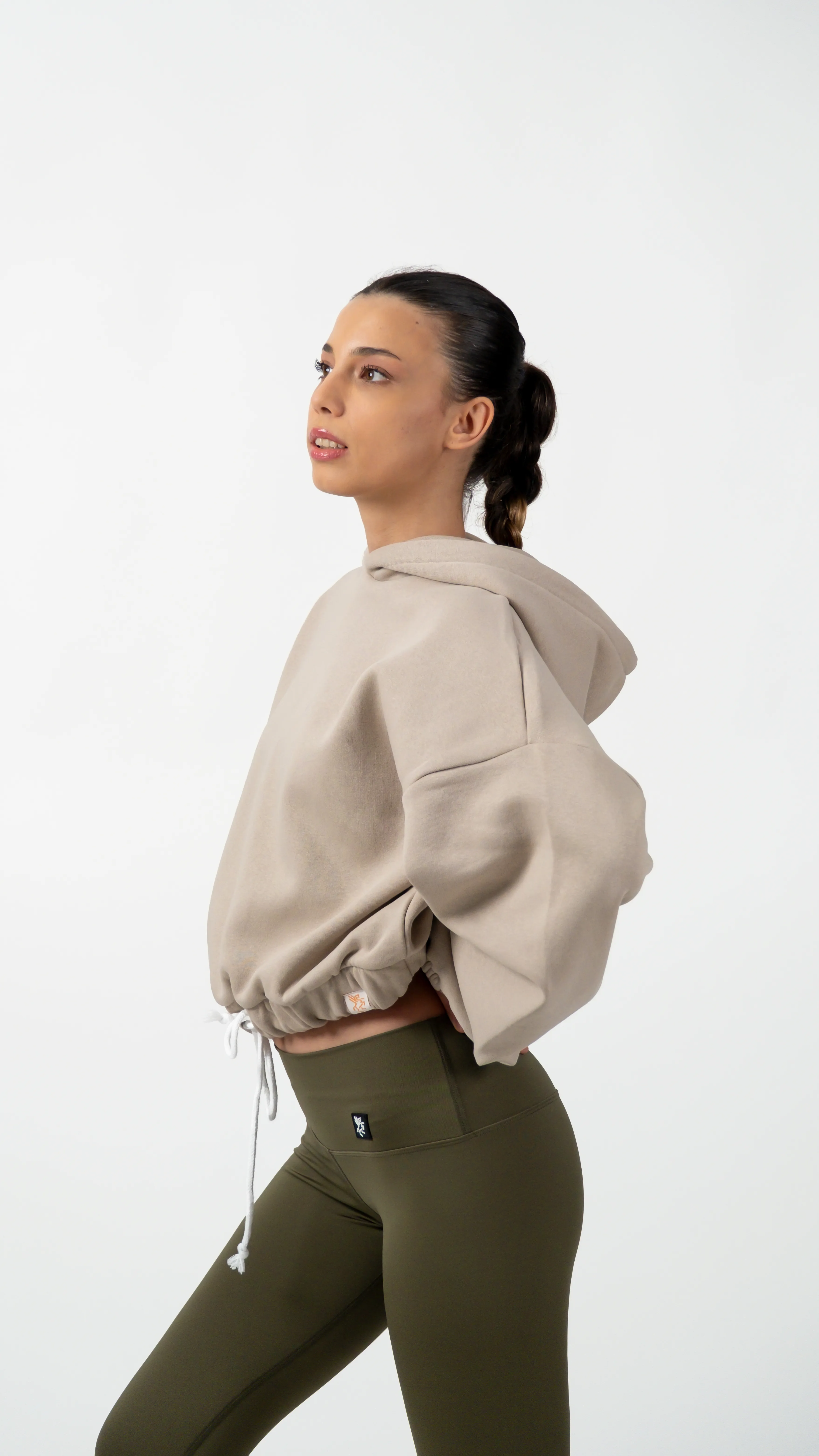 3 İplik İçi Polarlı Yumuşacık Oversize Kadın Crop Sweatshirt