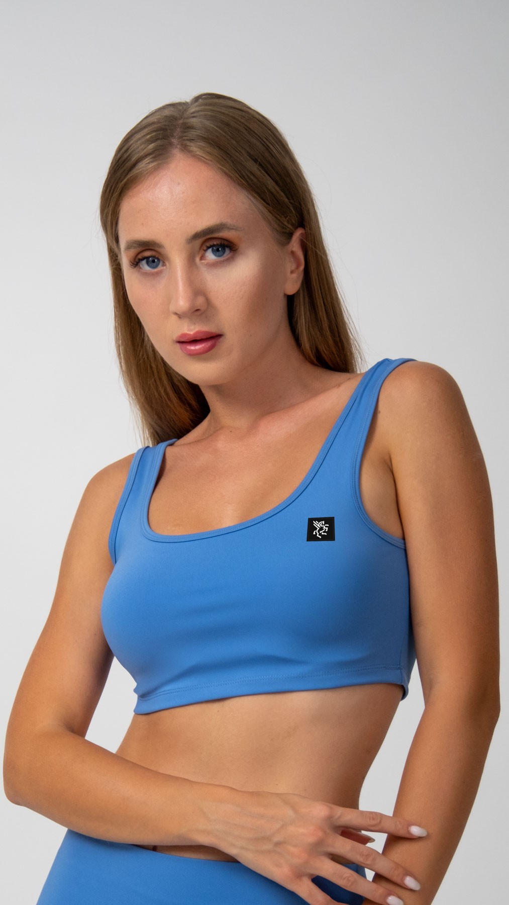 KEEP RISEN Kalın Askılı Crop Top - Açık Mavi