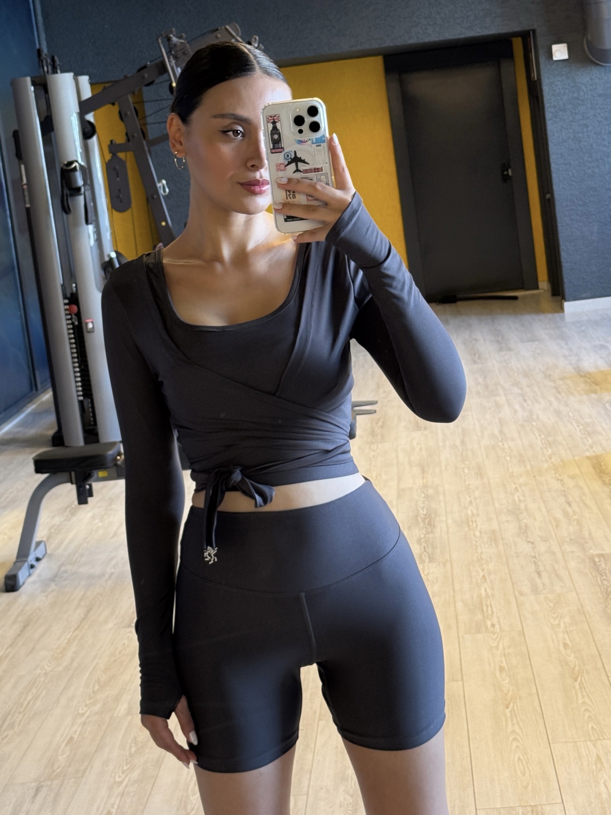 Kadın Yüksek Bel Toparlayıcı Biker Şort Kısa Spor Tayt