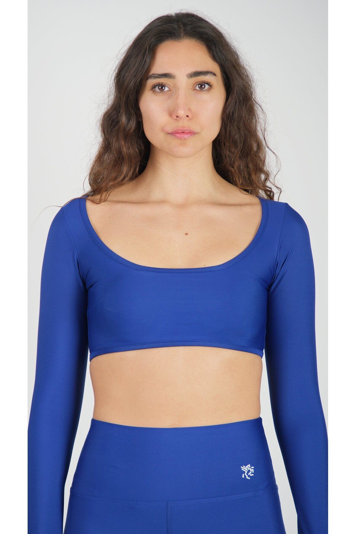 Uzun Kollu Crop Spor Pedli Bluz Long Sleeve Kadın - Lacivert