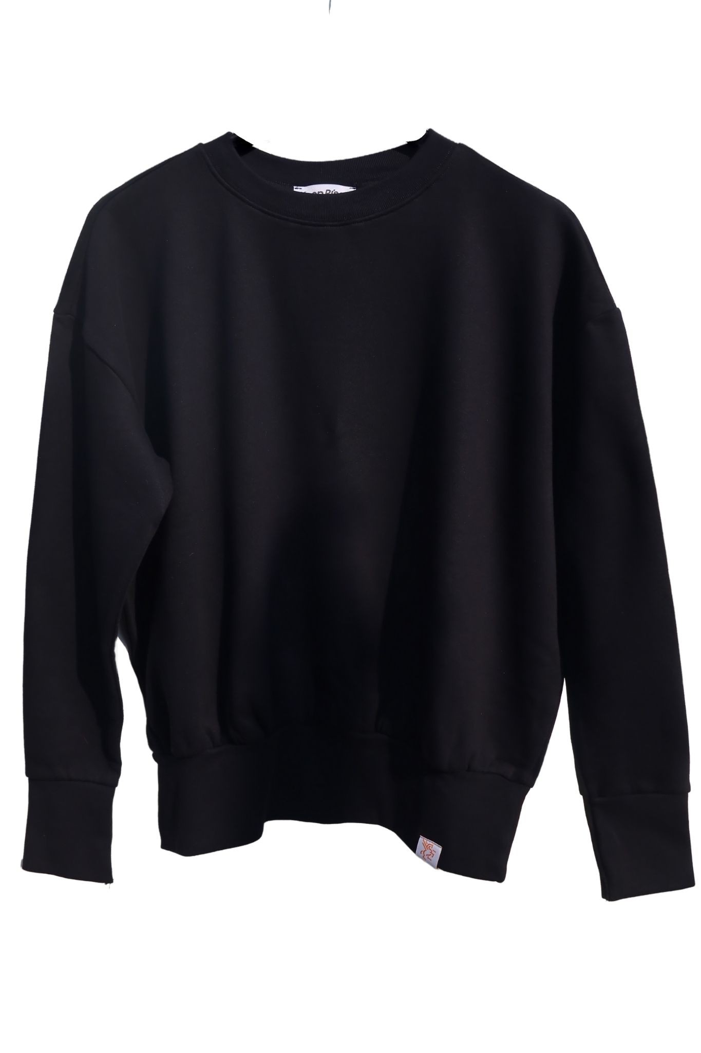 Kadın Bisiklet Yaka Içi Polarlı Oversize Fit Basic Siyah %100 Pamuk Sweatshirt