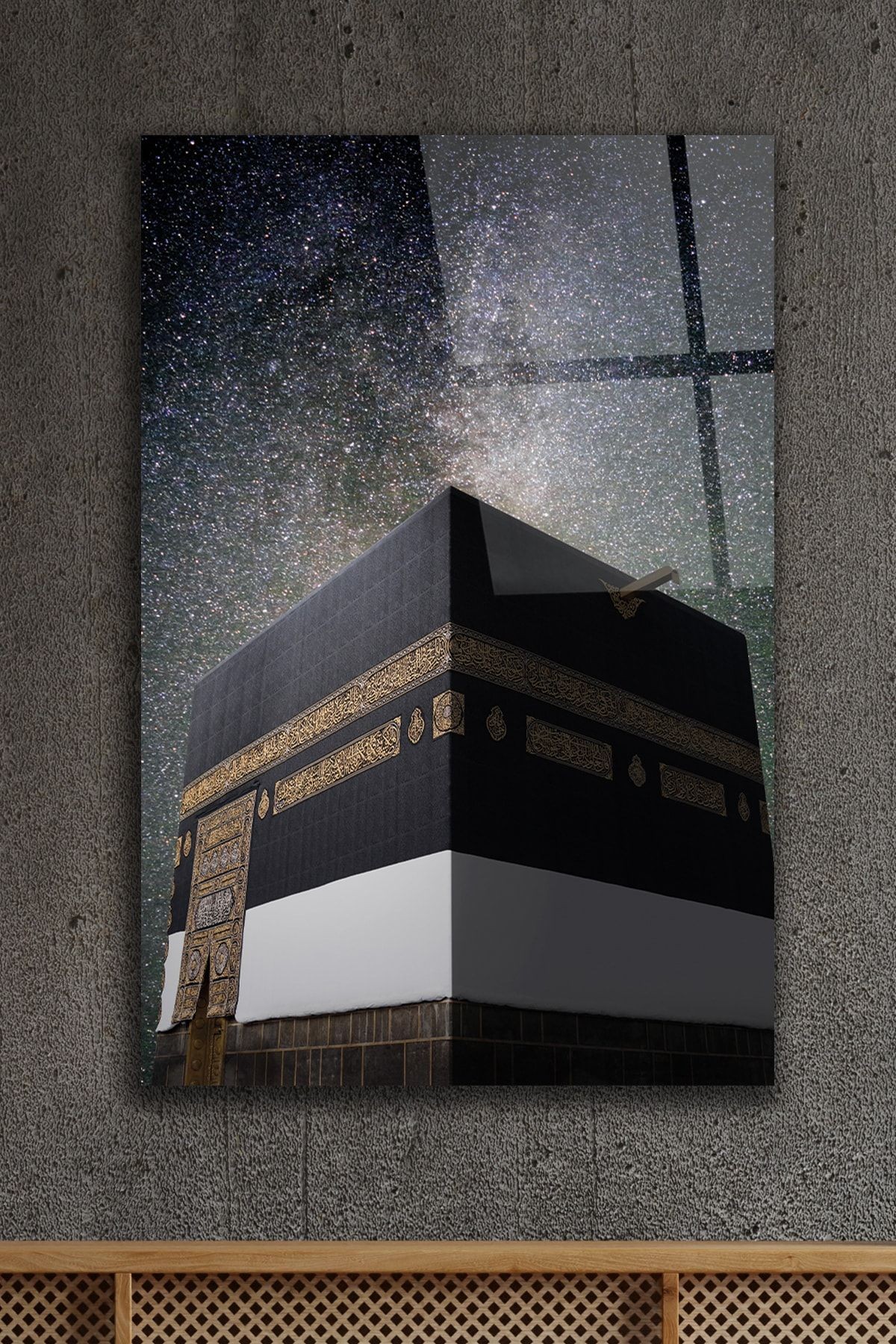 Kabe Gökyüzü Cam Tablo-dini Tablo-islami Cam Tablo