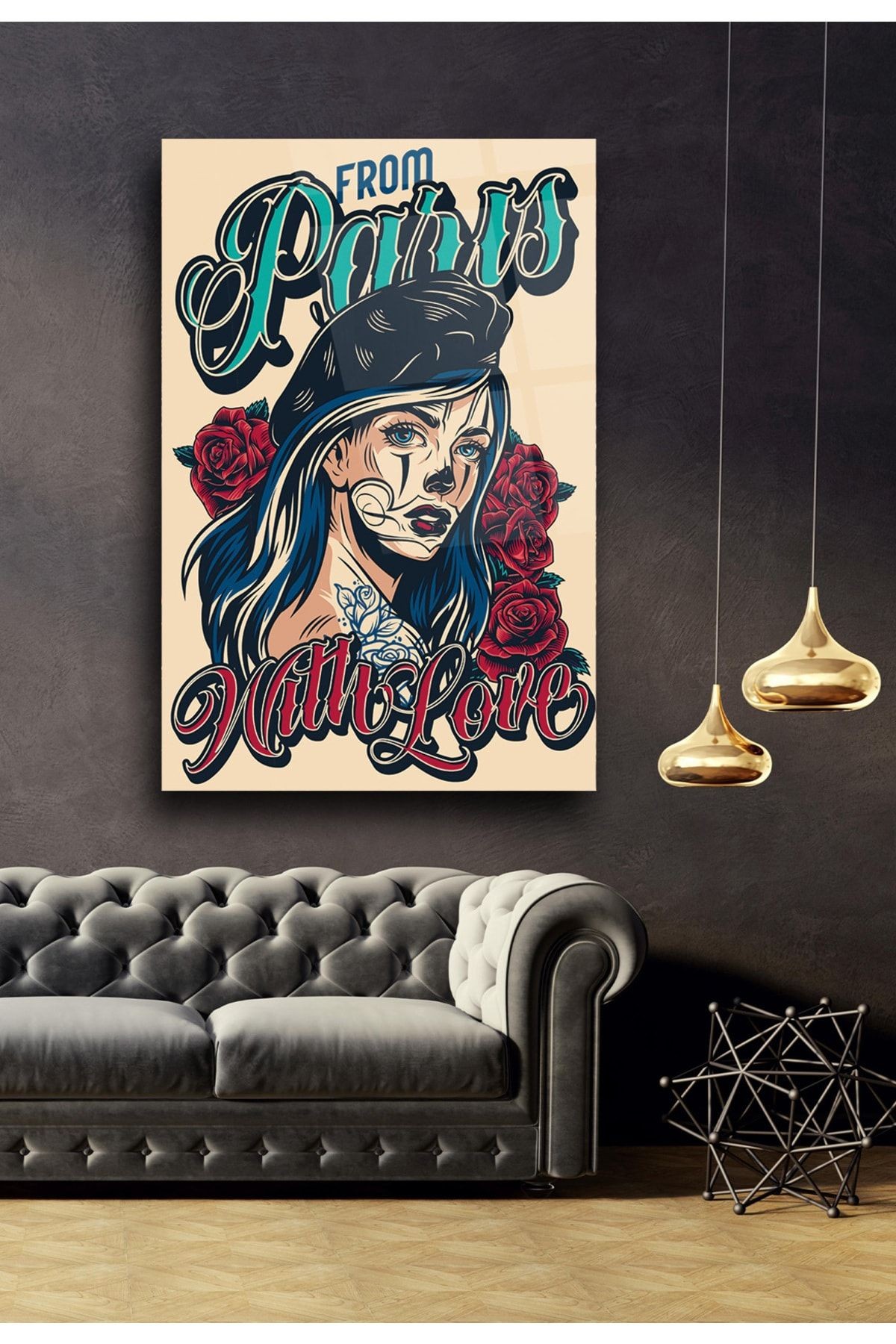 Vintage Paris Art Tattoo Cam Tablo