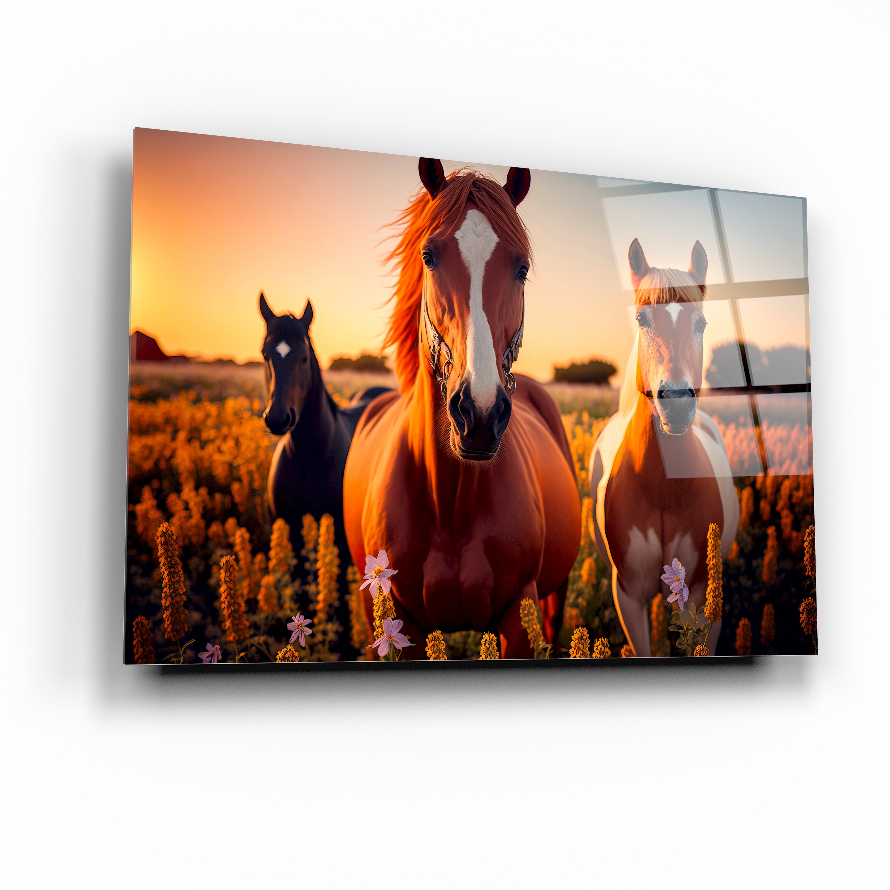 Palomino Atları Cam Tablo