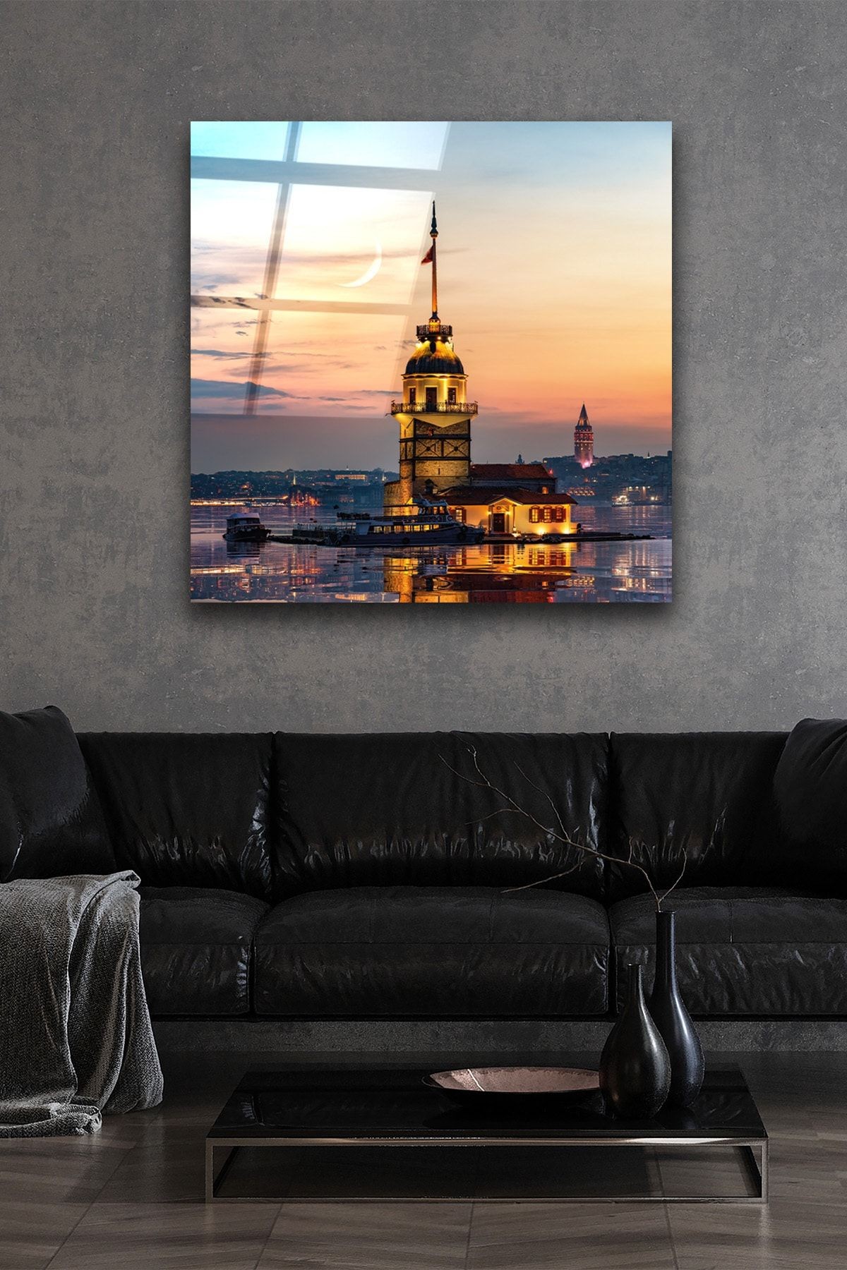 Kız Kulesi İstanbul Manzara Dekoratif Cam Tablo