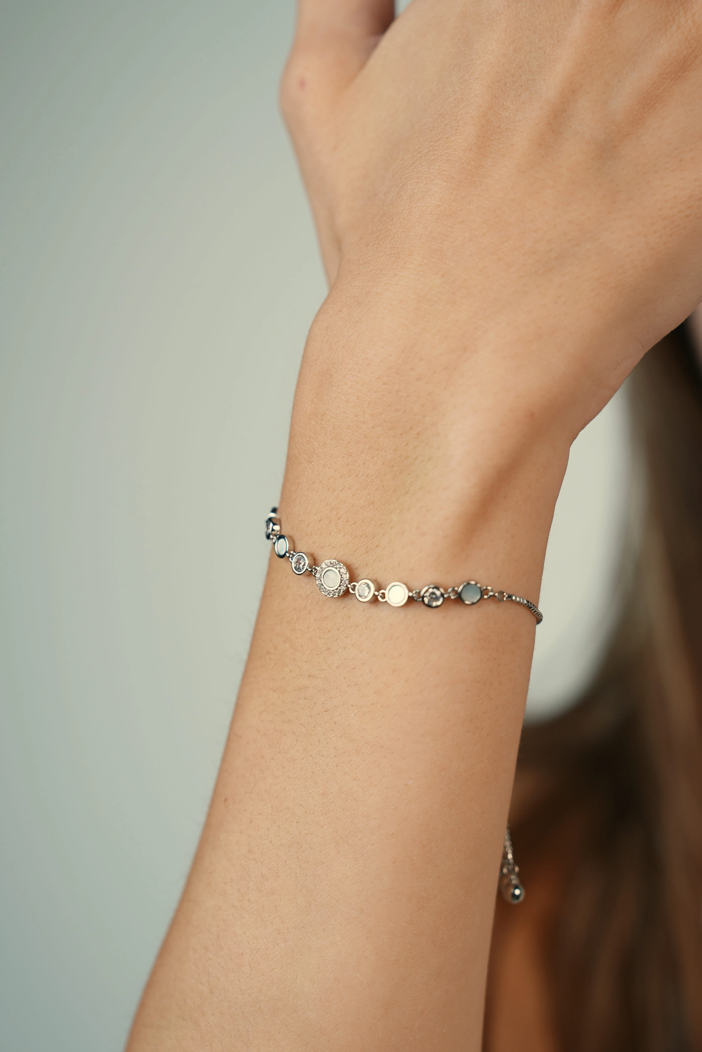 Mermer Detaylı Silver Bileklik