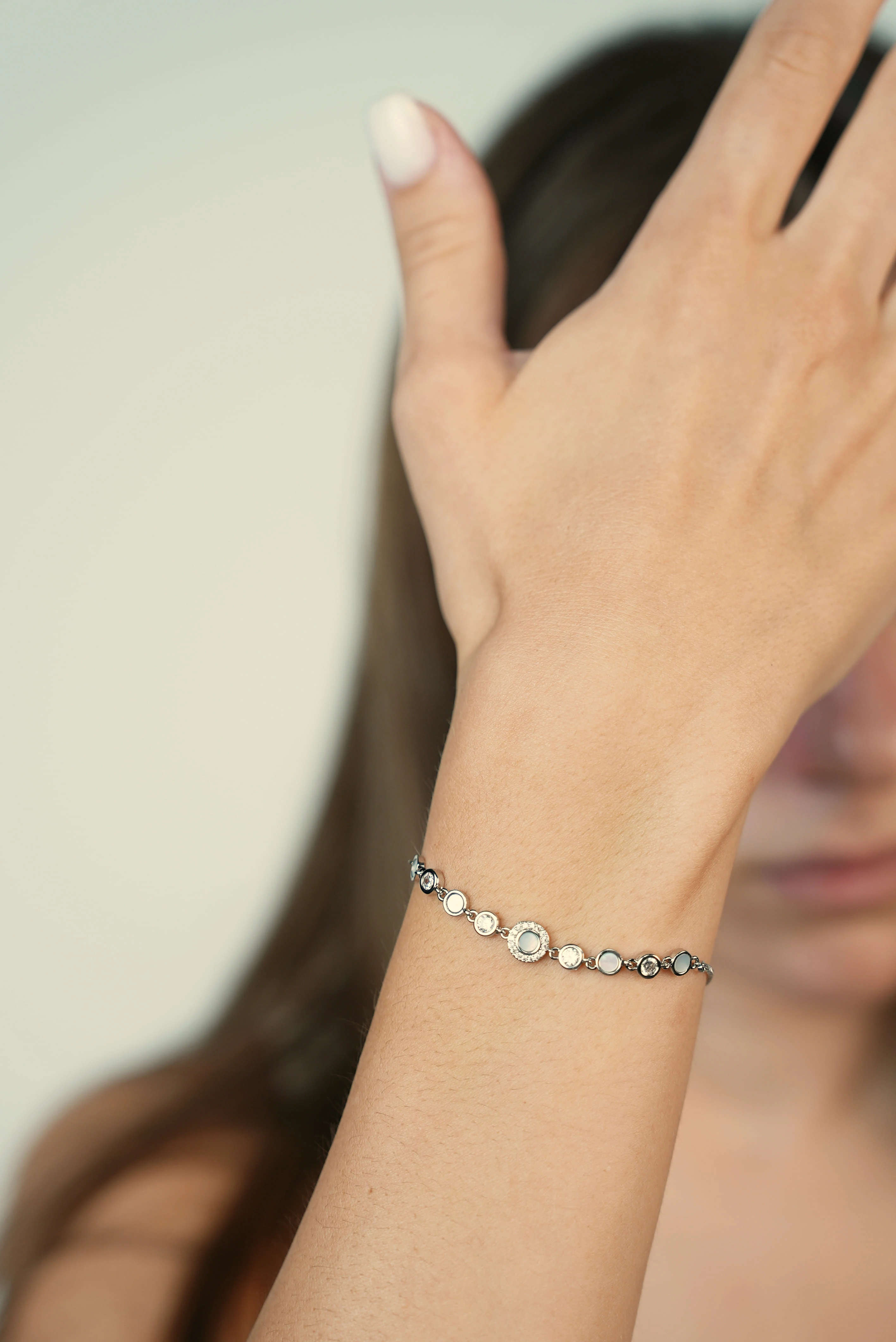 Mermer Detaylı Silver Bileklik