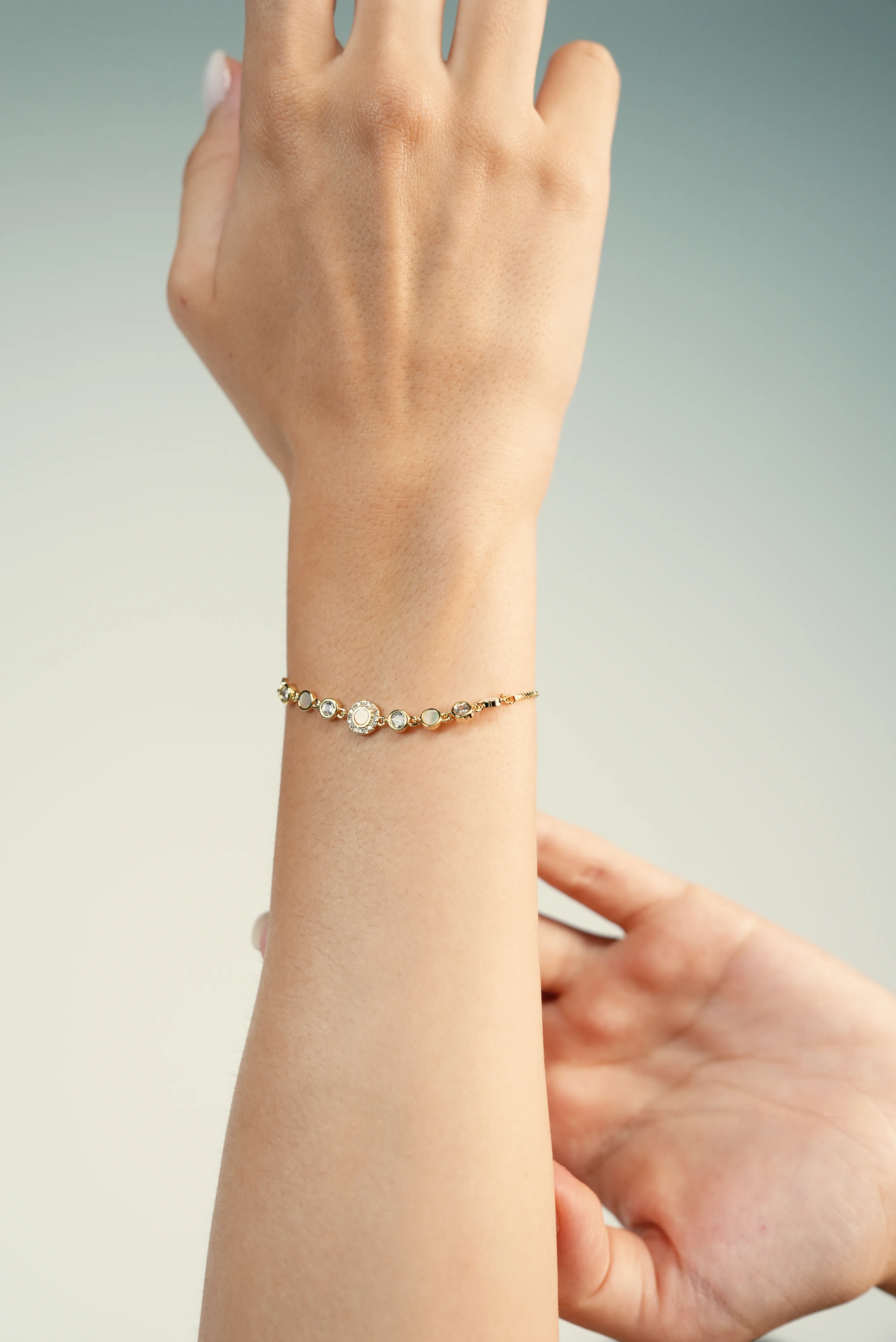 Mermer Detaylı Gold Bileklik