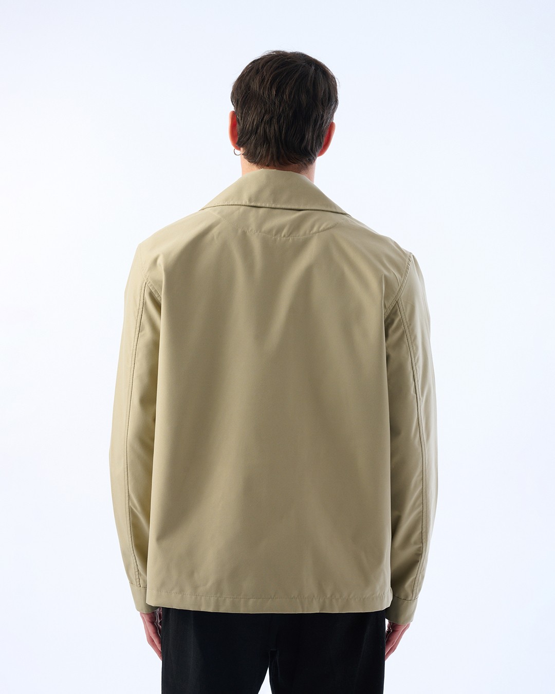 Erkek Oversize Kesim İnce Ceket, fermuar Detaylı, Trenç Kumaş, Su İtici Kumaş