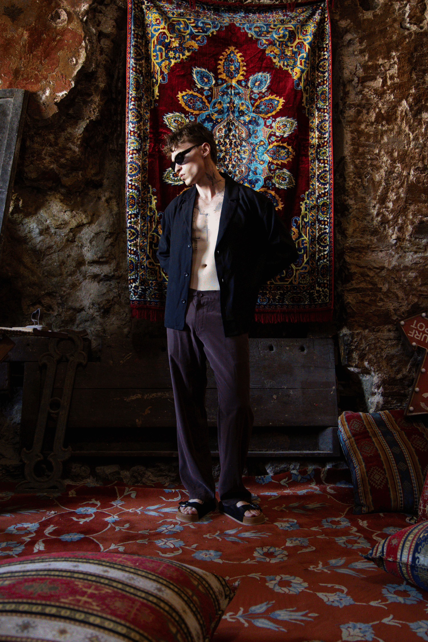 Erkek Oversize Kalıp, Modal Kumaş Gömlek Ceket, Baggy Pantolon, Modal Kumaş