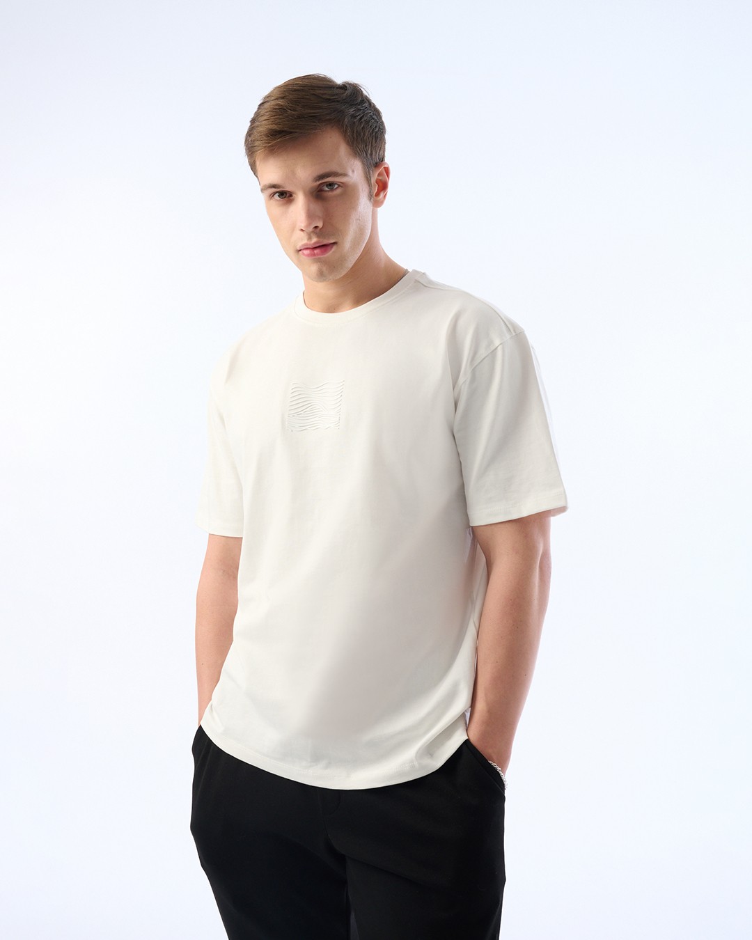 Erkek Oversize Boxyfit Kesim, 30/2 Supreme Pamuklu Tişört - beyaz
