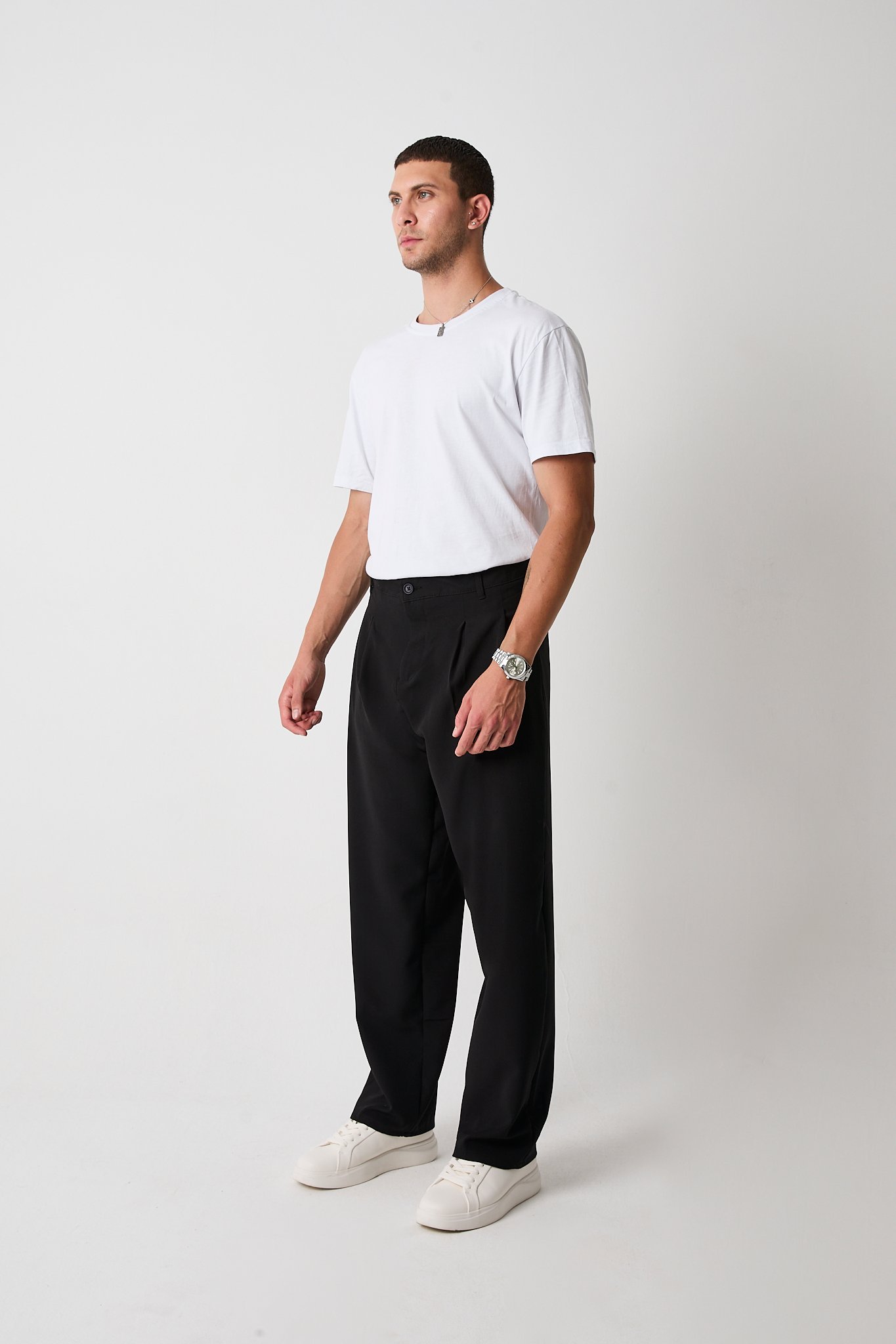 Erkek Çift Pileli Baggy Kesim Pantolon, Double Dokuma