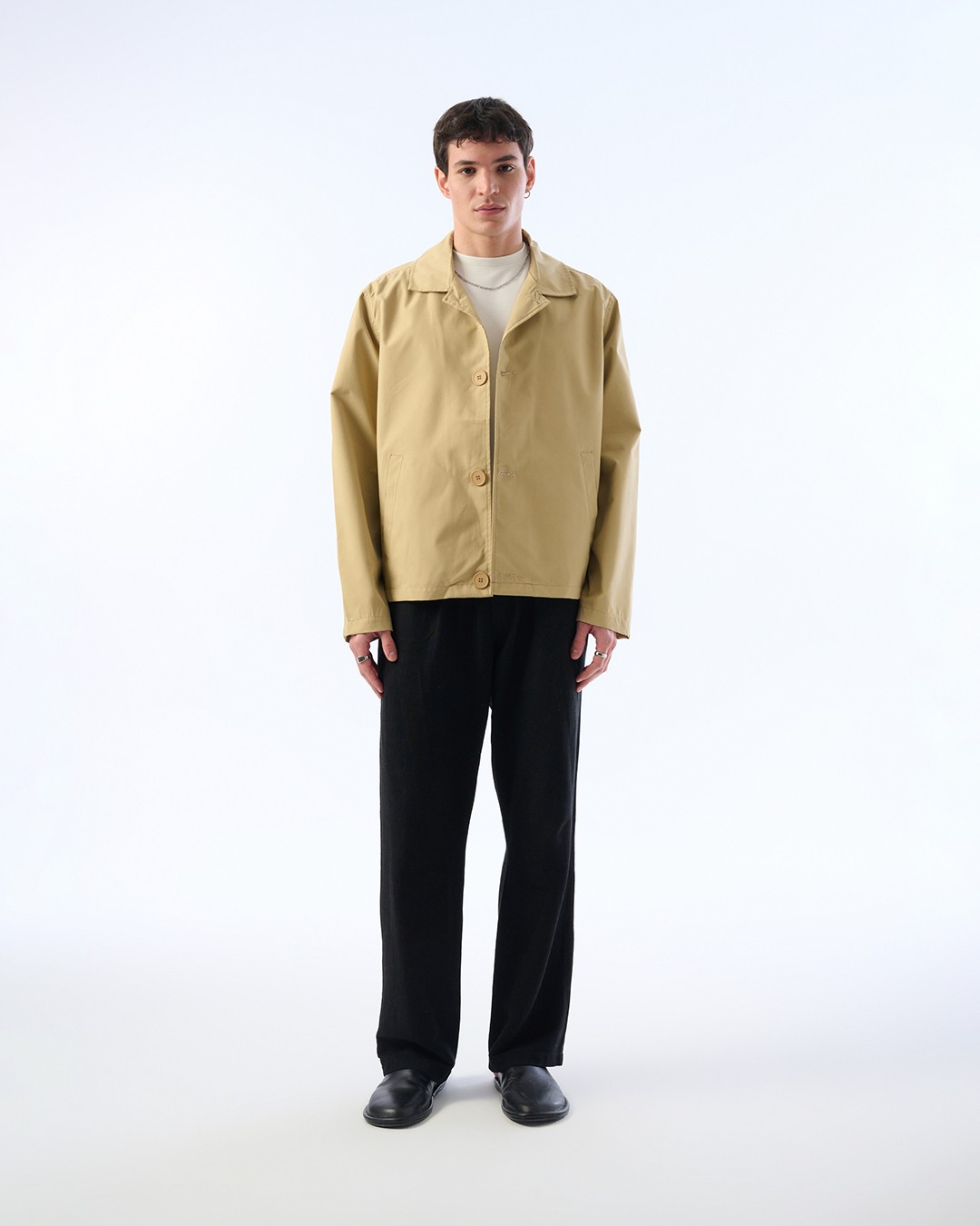 Erkek Oversize Kesim İnce Ceket, Düğme Detaylı, Trenç Ceket, Su İtici Kumaş