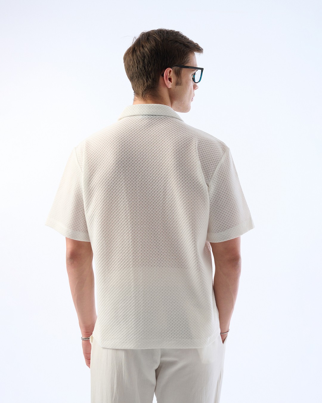 Erkek Oversize Kalıp, Petek Örme Kumaş, Apaj Yaka Gömlek